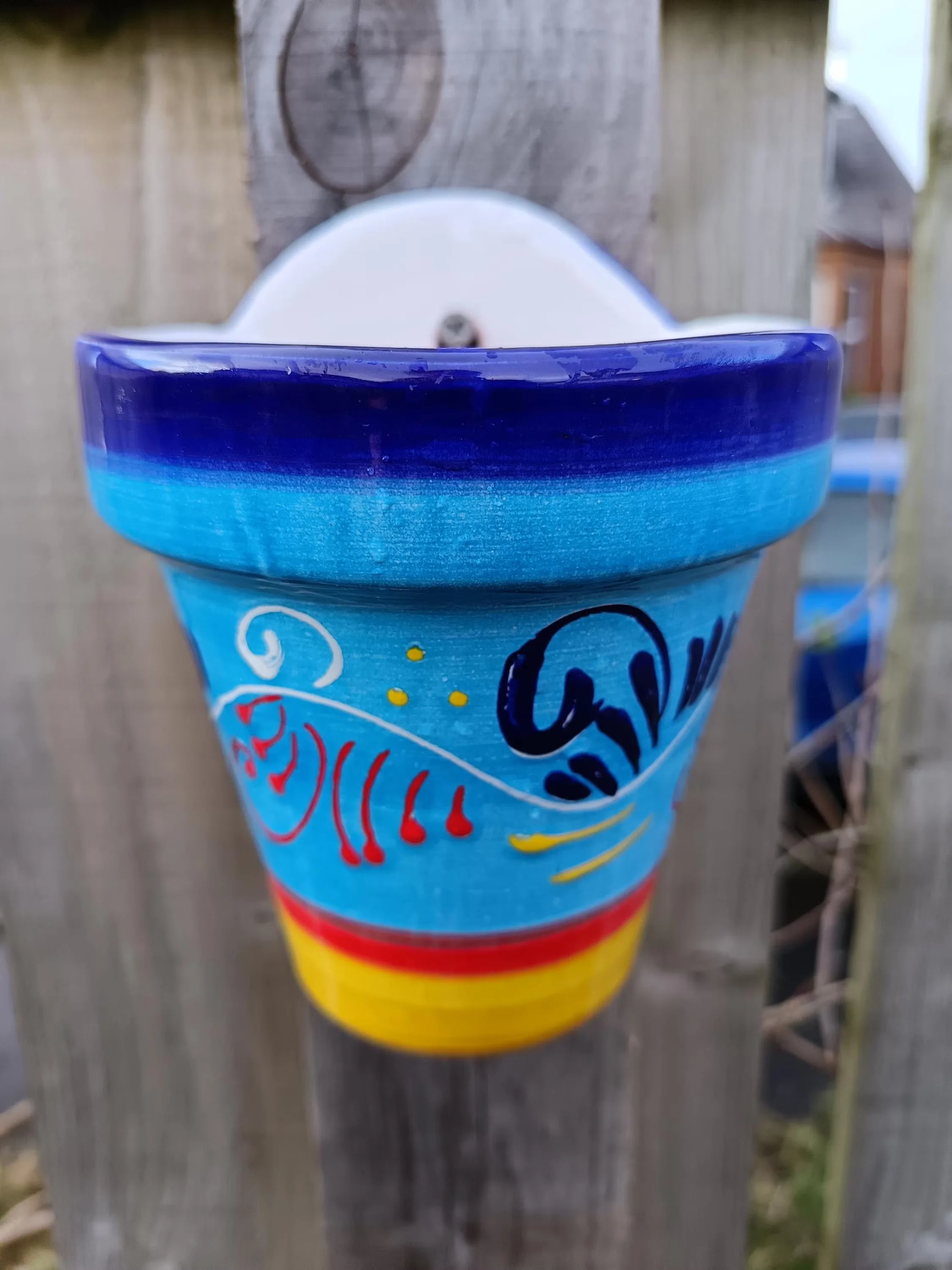 Blue Lines | Spanish Wall Pot | Handmade Ceramic Wall Planter