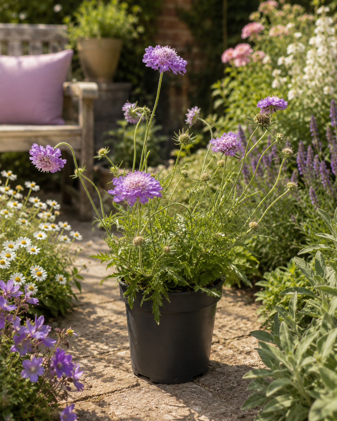Purple Scabiosa Pincushion Flower Plant (2L Pot)