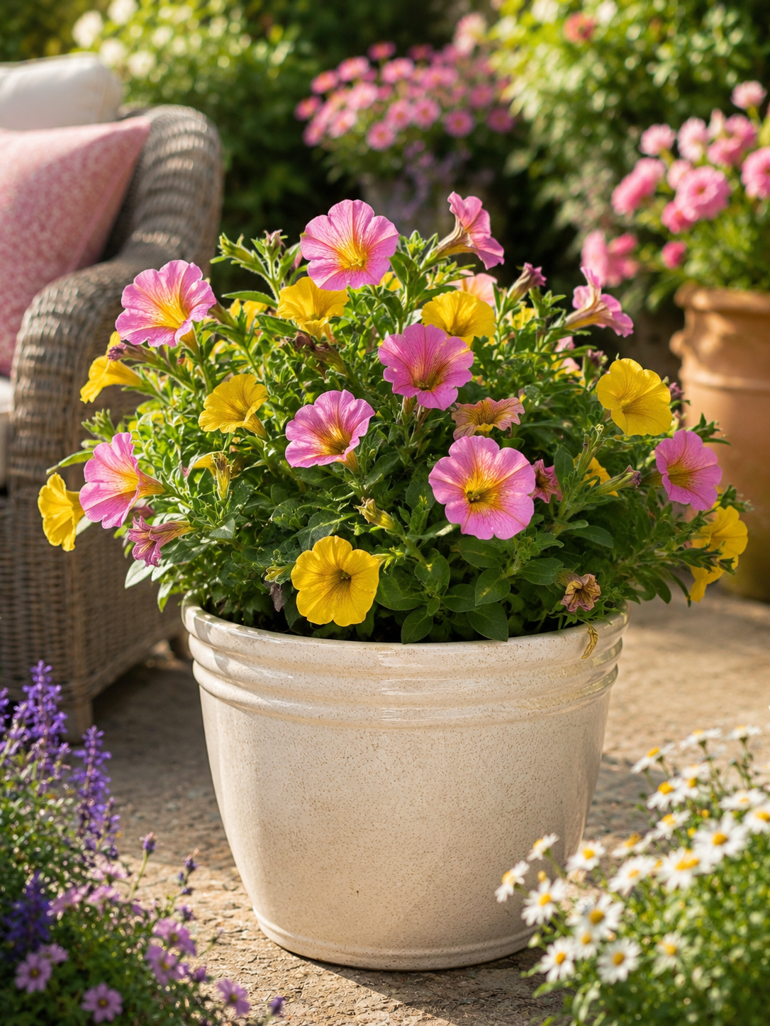 Mixed Petchoa Plants (15cm Pot) - Yellow & Pink Summer Flowers
