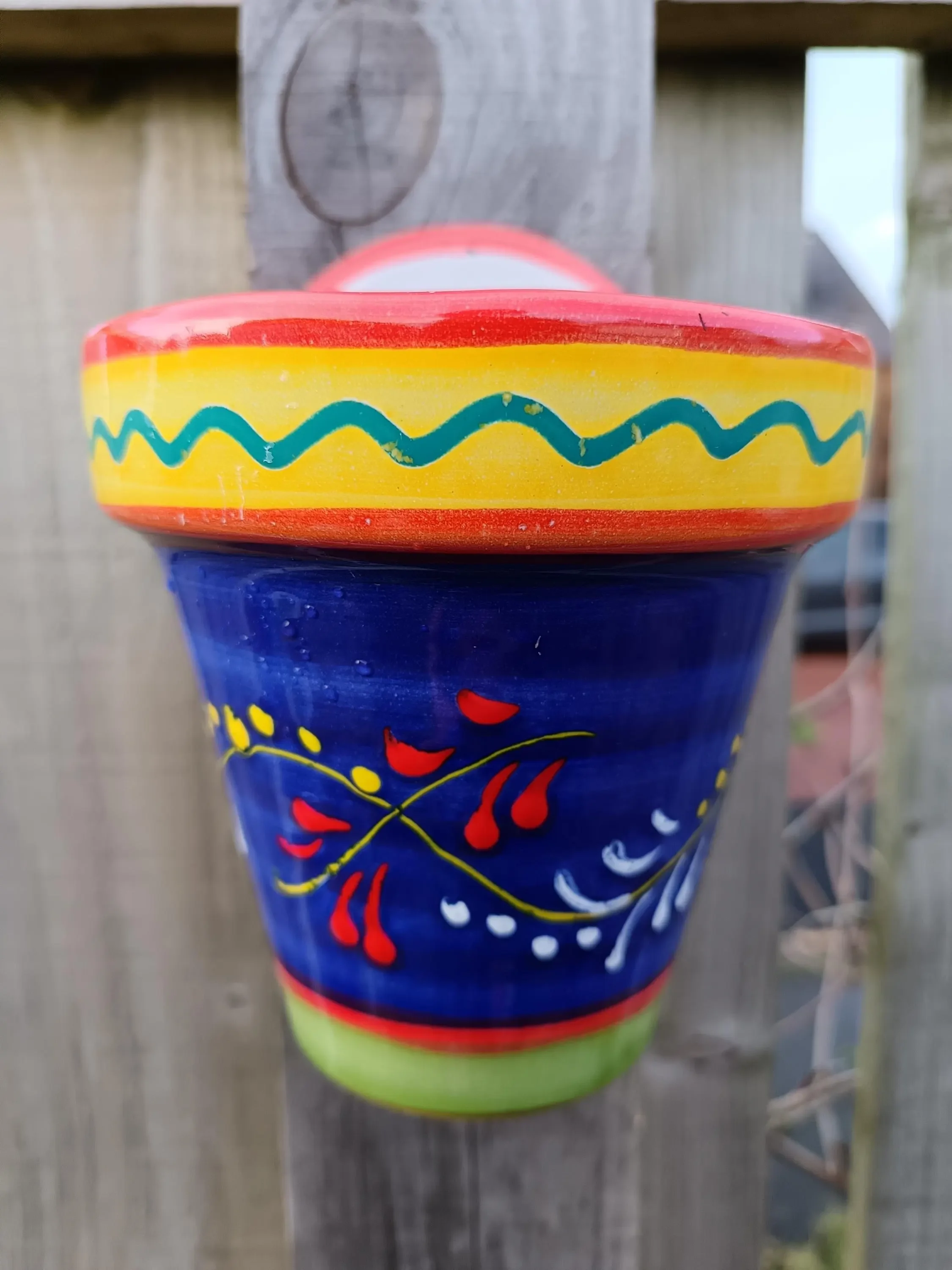 Royal Blue Lines | Spanish Wall Pot | Colorful Handmade Ceramic Wall Planter