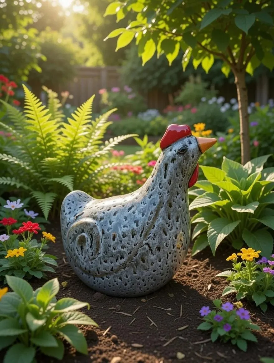 Bessie Chicken Ceramic Garden Ornament