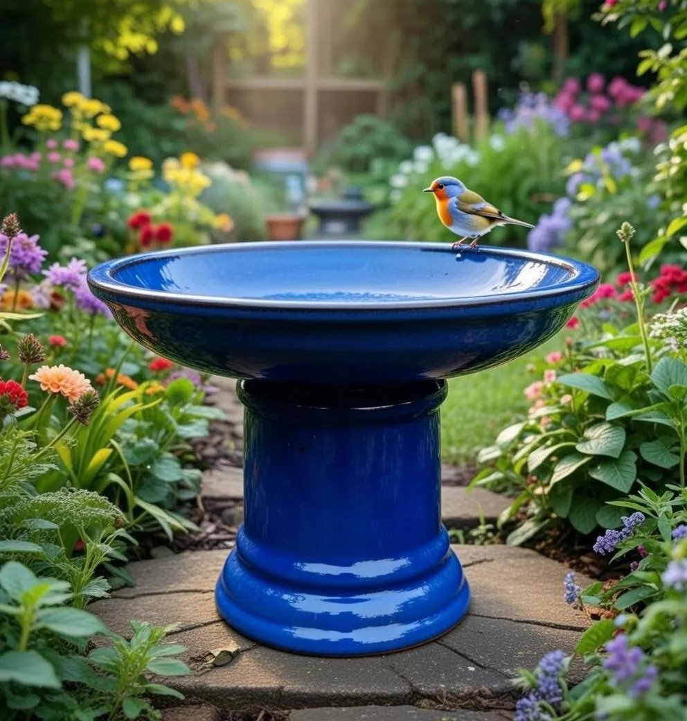 Albany Ceramic Bird Bath | Frost-Resistant Garden Water Feature