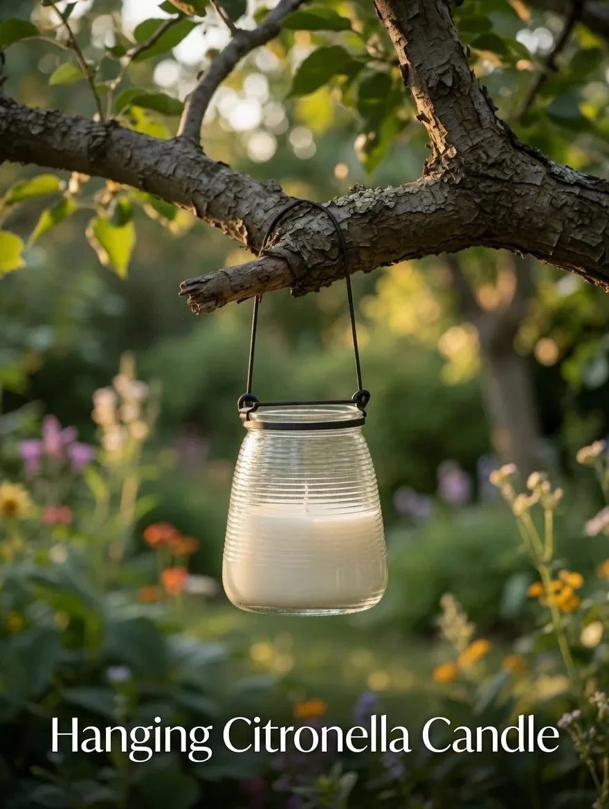 Hanging Glass Citronella Candle - Outdoor Mosquito Repellent