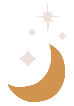 Crescent moon icon in gold with radiant diamond and star sparkles—symbolizing intuition, energy alignment, and gentle transformation.
