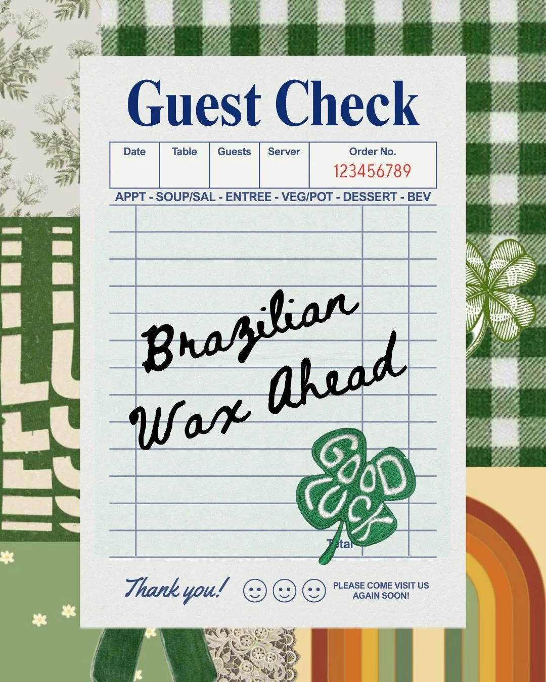 Had to sneak in a St. Patty&rsquo;s post before I ship off to Ireland 🍀

Did you know that if you book a Brazilian Wax you don&rsquo;t actually have to remove all the hair? Even though a Brazilian Wax covers the entire pubic area including your biki