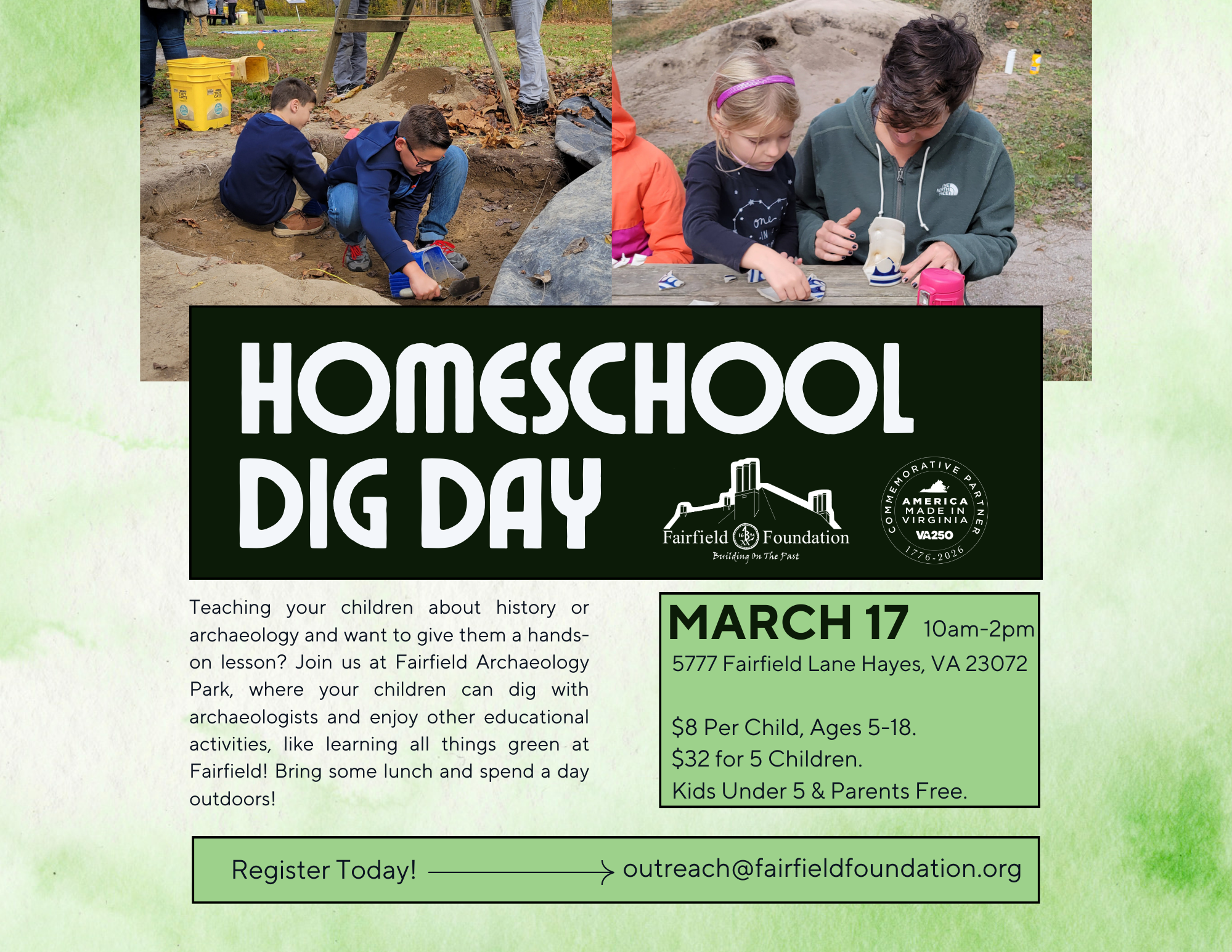 Homeschool Dig Day with Fairfield