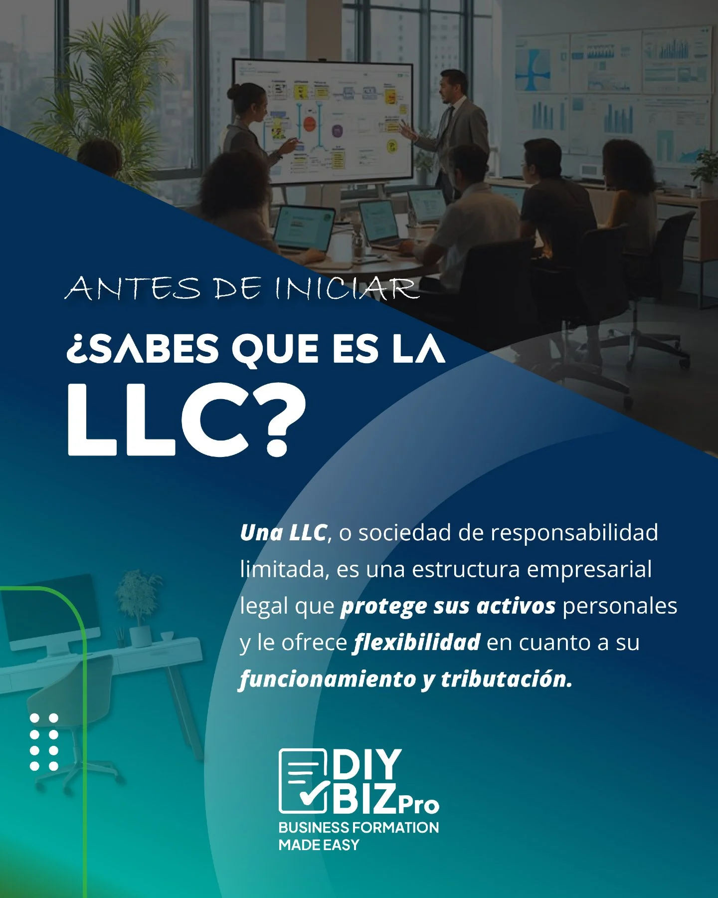 📌 Antes de crear tu empresa, necesitas conocer esto:
La LLC (Limited Liability Company) es la opci&oacute;n m&aacute;s utilizada por emprendedores porque:
✅ Protege tus activos personales
✅ Te da flexibilidad en impuestos y administraci&oacute;n
✅ E