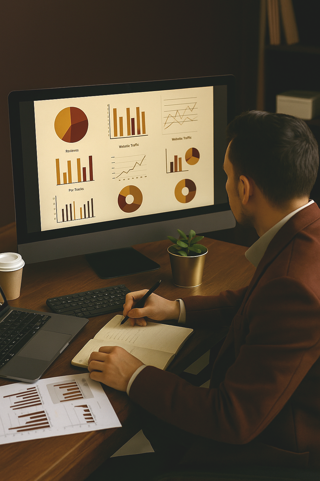 Data analytics dashboard with financial performance charts