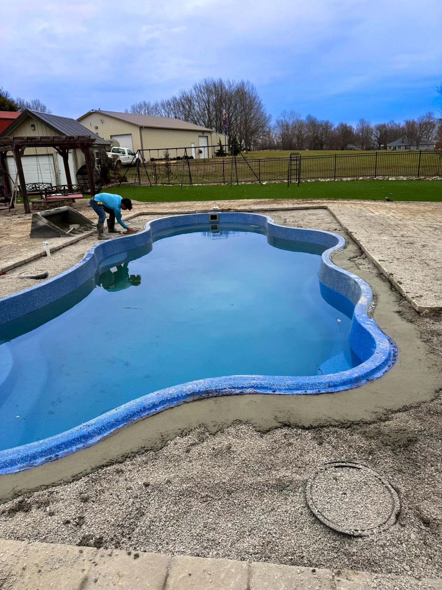 Concrete work around Swimming Pool at our Installation in Joplin, MO