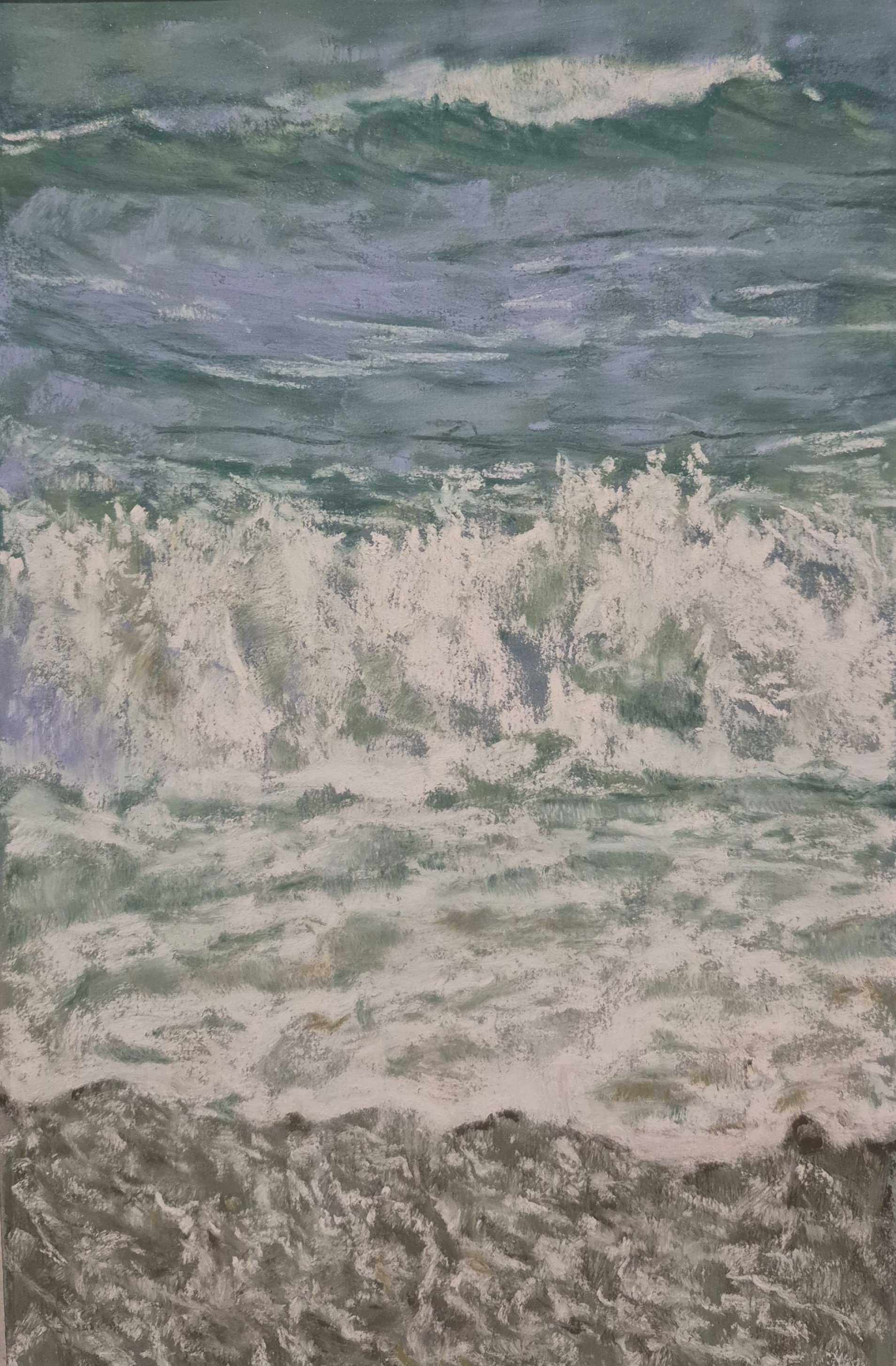 MARY ANN GRIB ~ Breakers, 8.75 x 5.75, soft pastels on Uart 400 - "Many things give me joy but recently I've been occupied by the ocean with its mesmerizing ebb and flow. I have so many photos as reference that it makes sense to delve into this subje