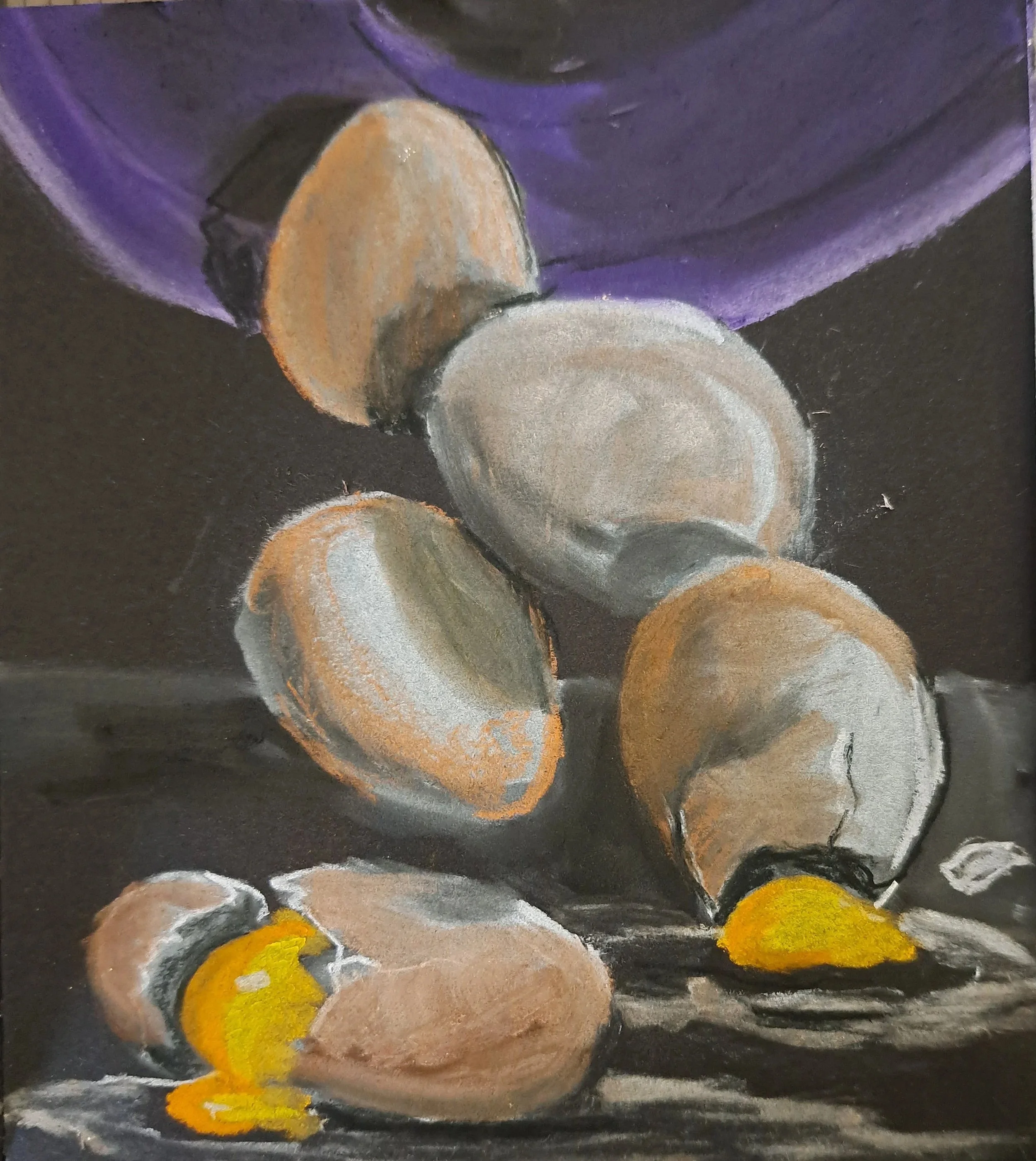 CLAIRE BENTON ~ Tumbling, 5.5 x 5.5, Pan and pastel pencils, Soho Urban Artist sketch book - "A very quick sketch because I got the challenge late."