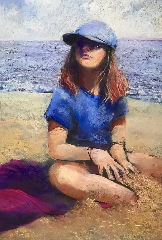  TERRILYNN DUBREUIL ~  Eliana, 18 x 12, Reverie soft pastel on UArt 400 buff - "When I saw the prompt 'my favorite thing', my mind immediately flew to my grandchildren. I have 2, a girl and a boy. This painting is of my granddaughter a few years back