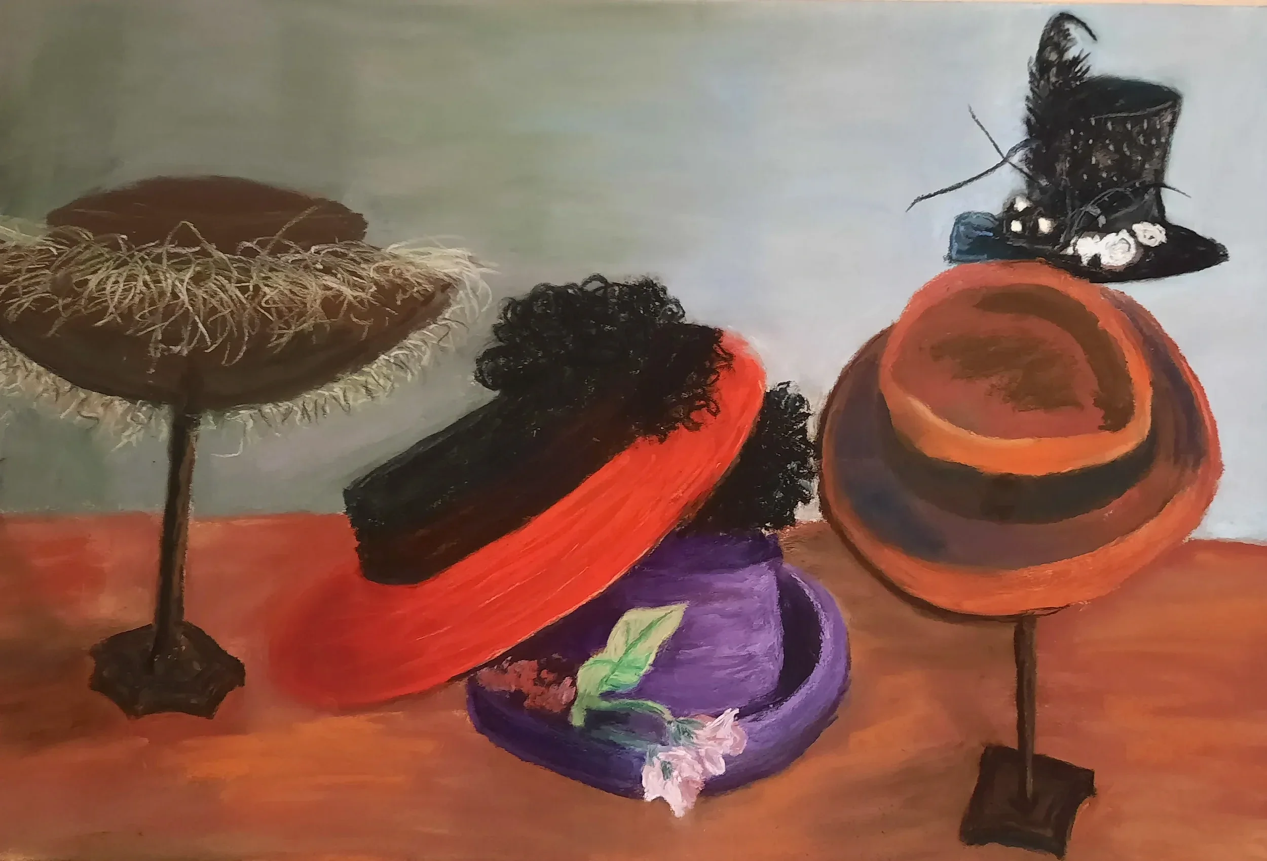 PAT FENDA ~ Pat's Hats - "I have worn a lot of different hats and still have a small collection. It was lots of fun selecting a few for a hat still life. Thanks always for these challenges." - Tampa, FL
