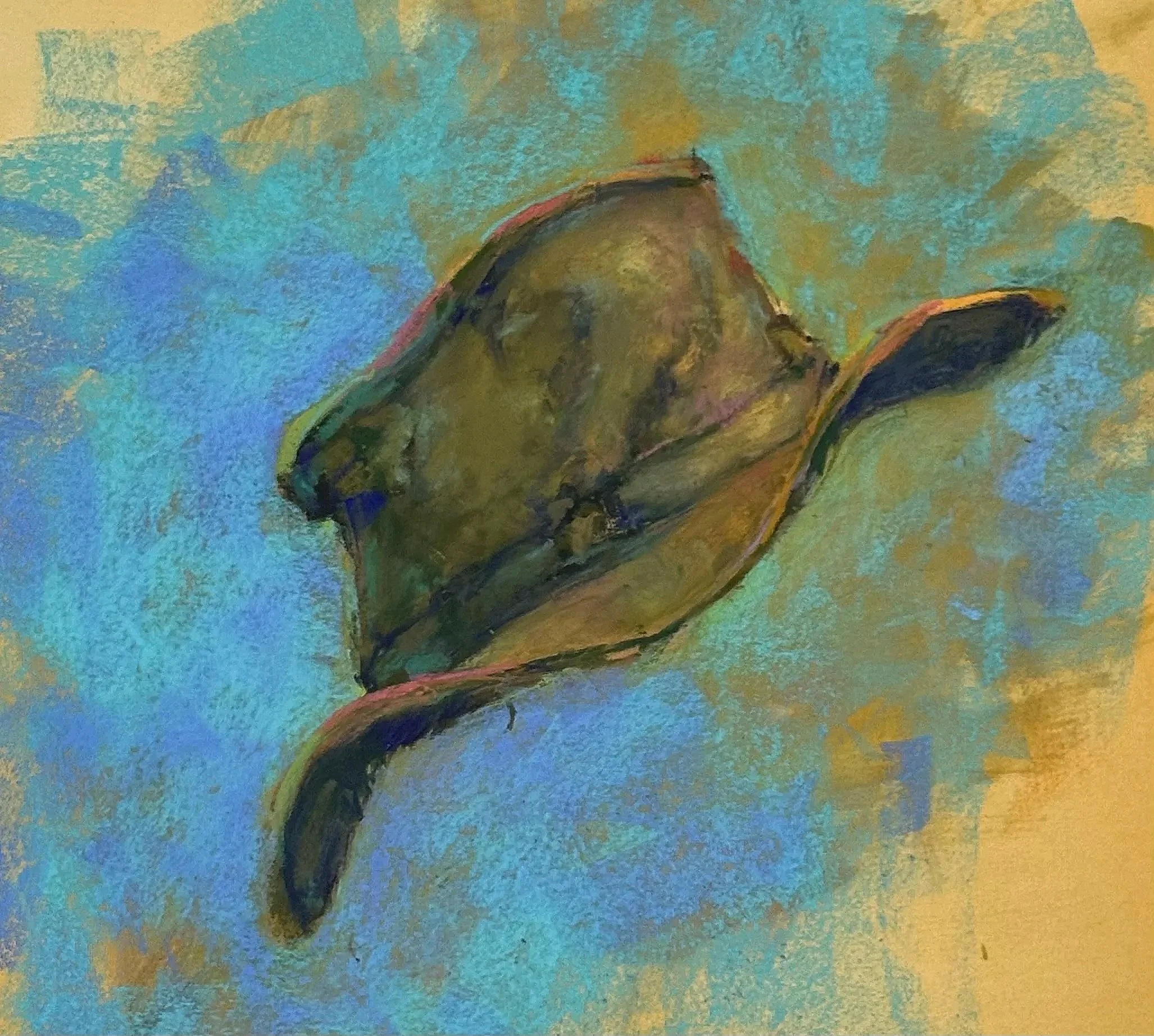 GARY RUPP ~ Favorite, 12 x 12", variety of soft and hard pastels - The title is 'Favorite' simply because it is my favorite hat. Painting it was like painting an old friend. I wanted it to look worn, comfortable and well loved!" - Black Mountain, NC