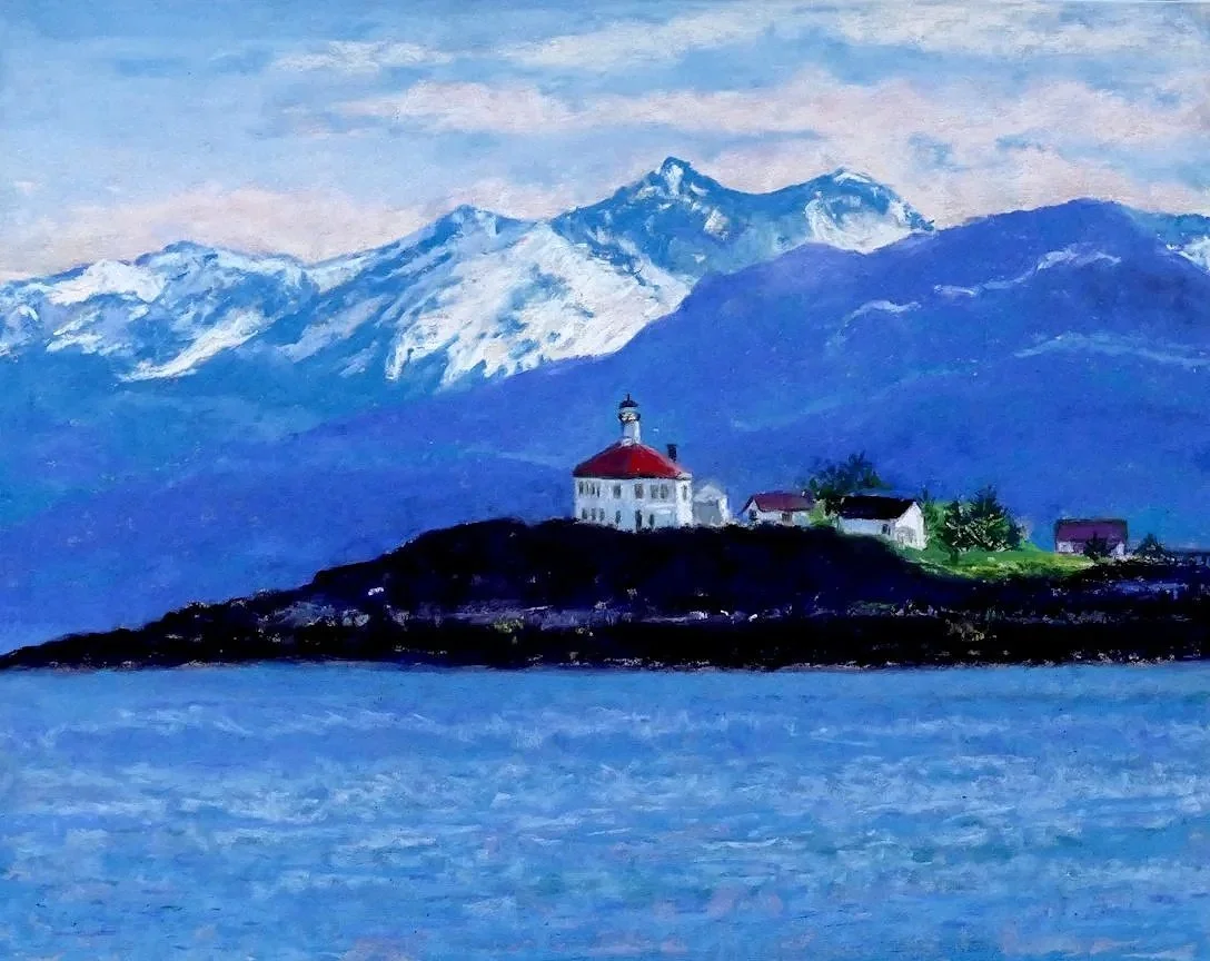 MERYL MEYER ~ Eldred Rock Lighthouse - "After a recent trip to Alaska, I was inspired by many beautiful scenes, wildlife, and the historical culture. This Adventure's theme brought me back to Alaska. Eldred Rock Lighthouse is the oldest original octa