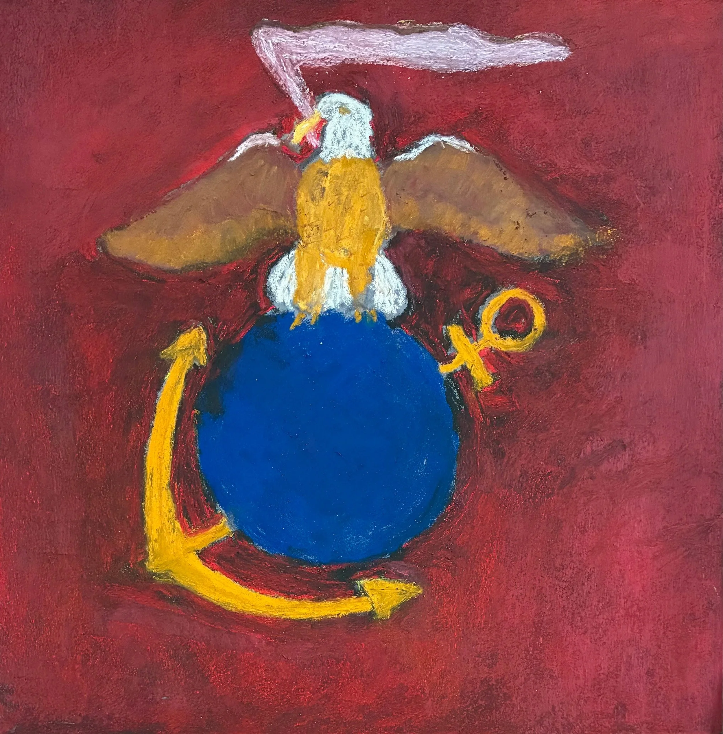 NANCY CLAUSEN ~ Semper Fi, 12 x 12", Ampersand board, Unison, Sennelier and other pastels - "Our 250th anniversary made me remember that last year the Marines celebrated their 250th. They began in Pennsylvania when a man hung out a sign recruiting fo