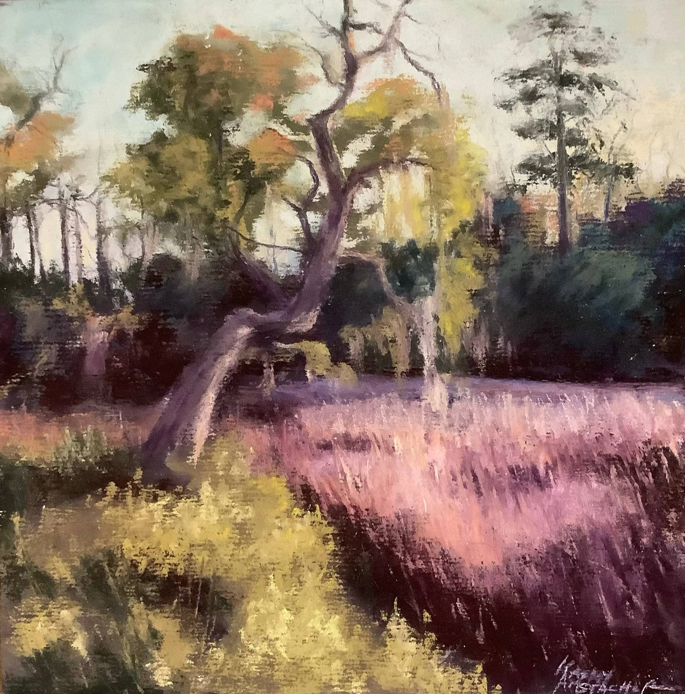 KATHY AMSPACHER ~ Pawleys Beauty, 9 x 9
soft pastels - "Happy Thanksgiving!
Thank you for another great adventure. This tree was a subject of mine, for years. It was in the marshes of Pawleys Island, SC. where I lived 20 years ago. I did this one on 
