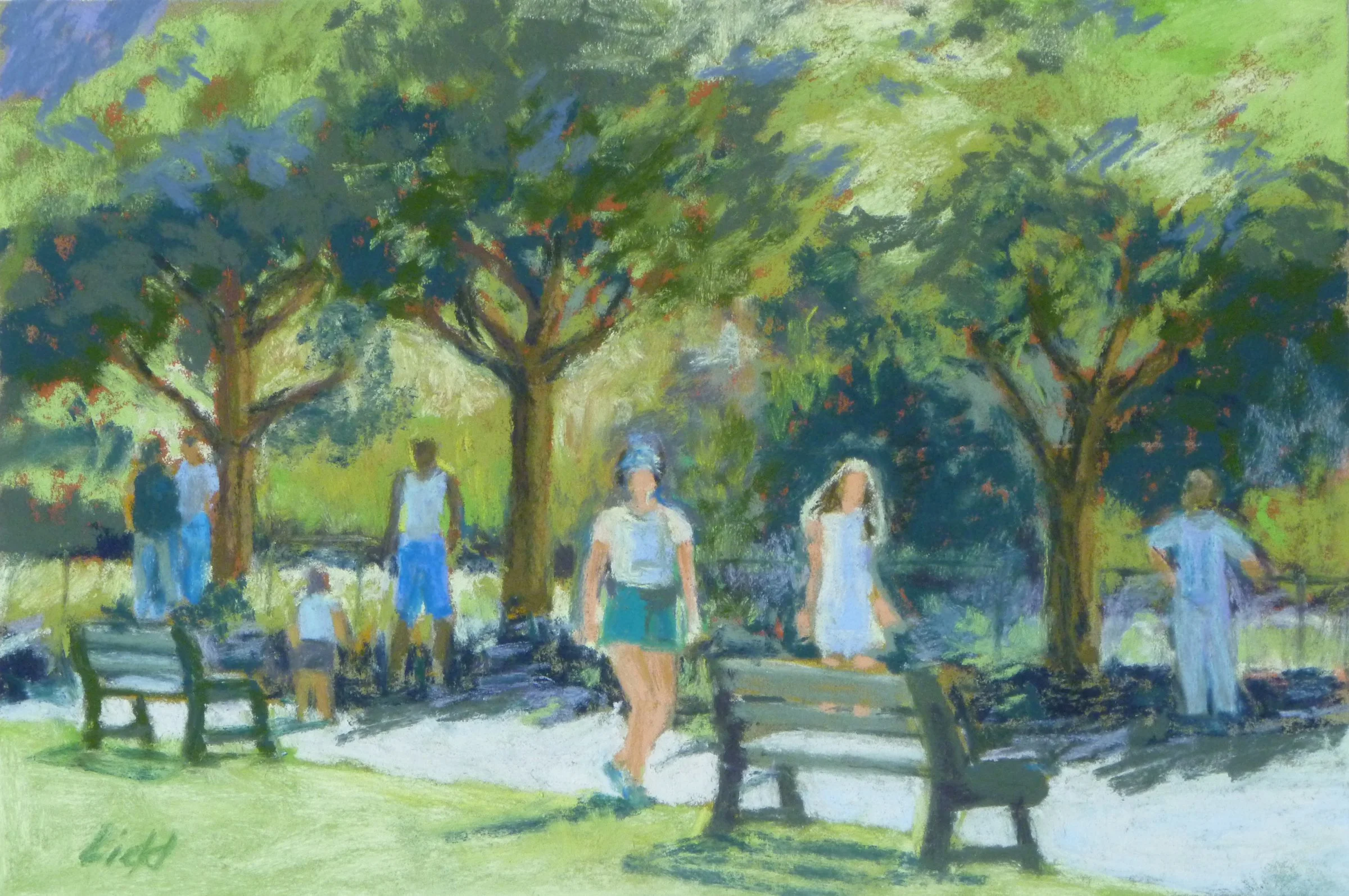 CINDY LIDD ~ A Walk in the Park, 8 x 11.5 -  "This is from a photo I took while on vacation in Hawaii very long ago. I felt it is a good choice from one of our past challenges to paint trees. Thanks to everyone for these 2025 challenges."