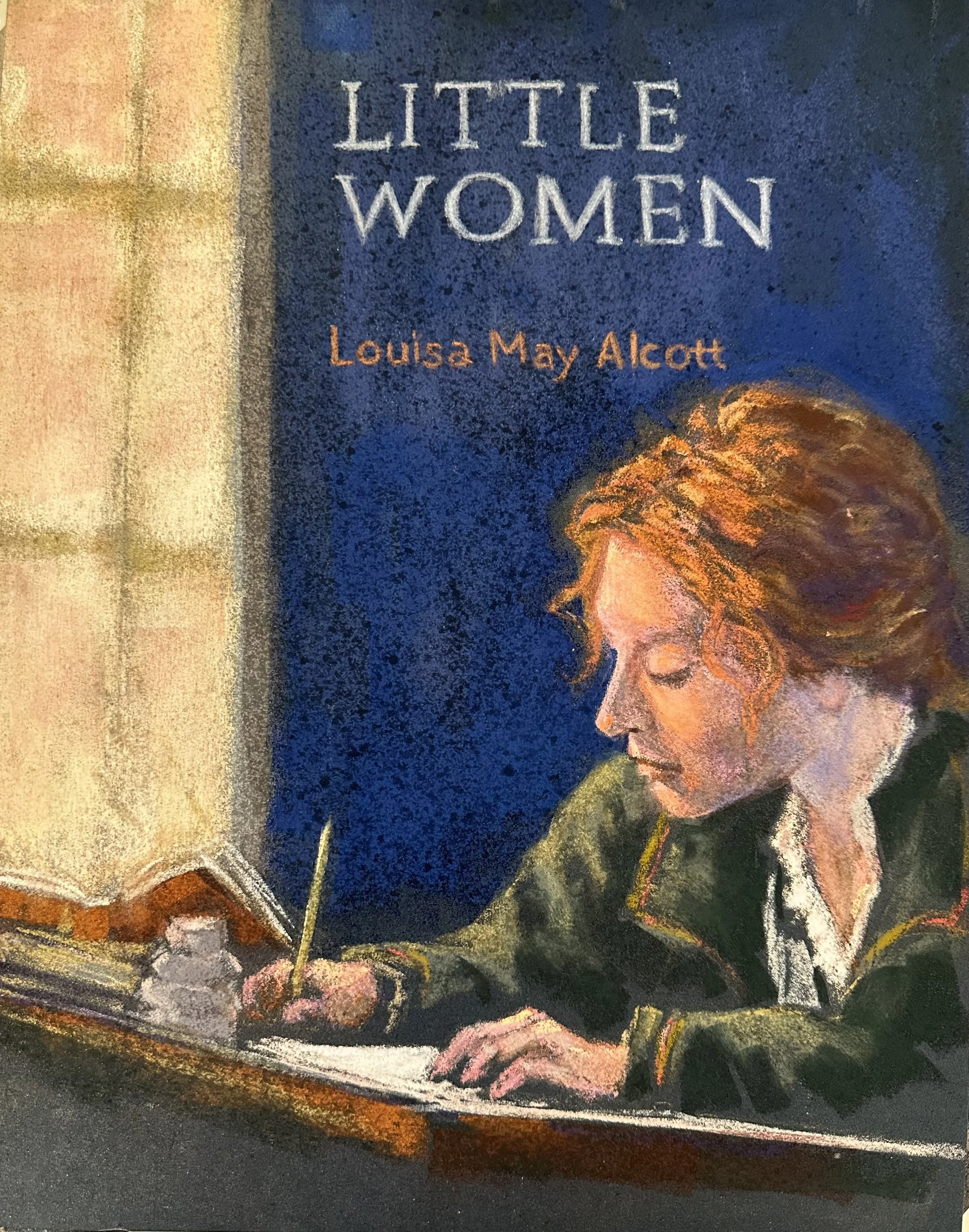 PAT QUIGLEY ~ 16 x 12 - "This was a super challenge! Spent the first days trying to settle on a favorite book. Decided to go with a girlhood classic, Little Women, because I admired the independent and serious Jo March so much. But it was hard to fin