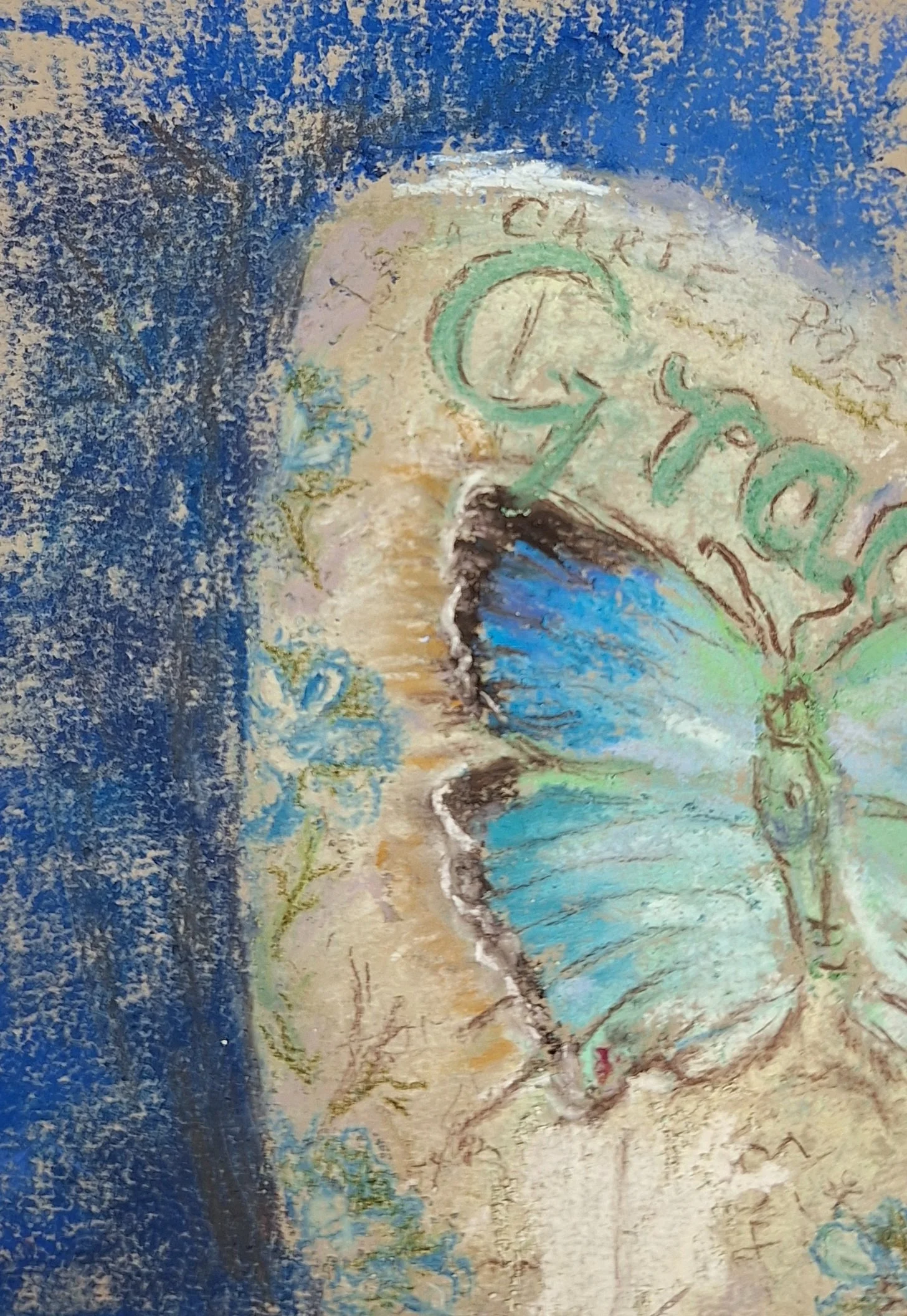 KATHY HUTCHINSON ~ Cup of Grace, 5 x 4, various pastels and pastel pencils - "Glad to have received the adventure early this time.
Being in that zone of unpredictable snow but likely ice and therefore the possibility of no power or internet, I figure