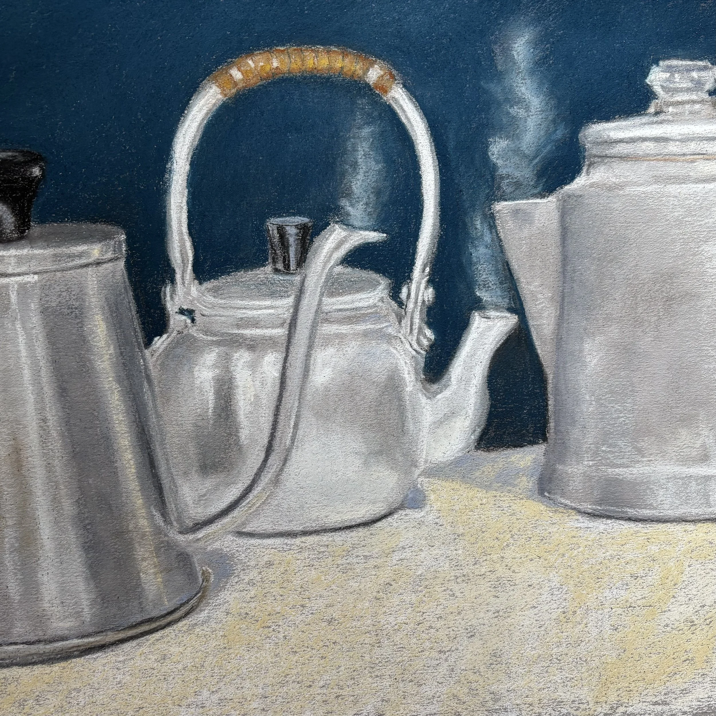 DEBORAH CHASE ~ Spouting Off, 12 x 12” Canson Mi Teintes paper and a variety of pastels - Rutherfordton, NC