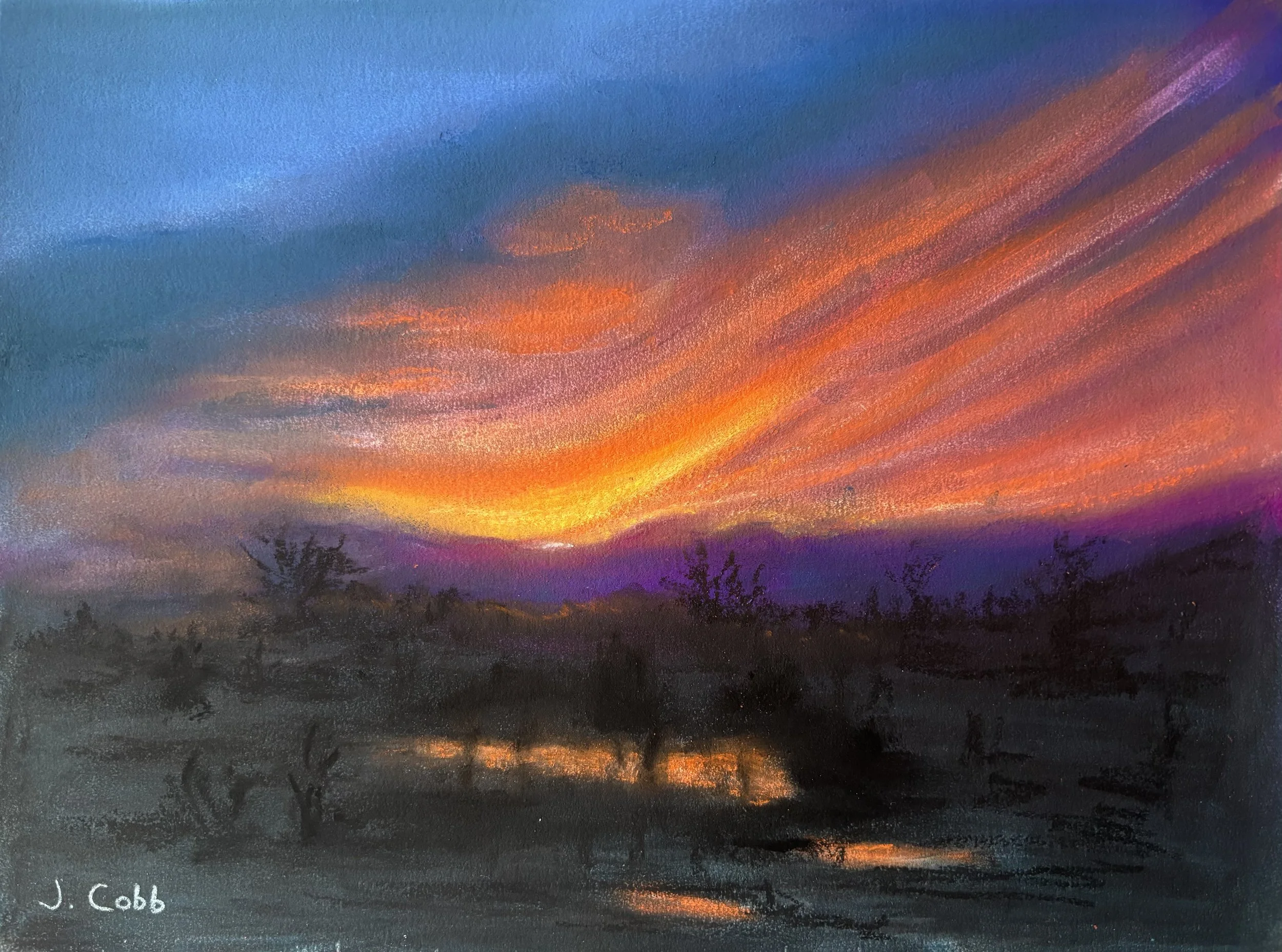 JAN COBB ~ First Light - Eye of Ra, 9 x 12, pastel on Art Spectrum Colourfix Original - "The greatest power in Egyptian Mythology.”