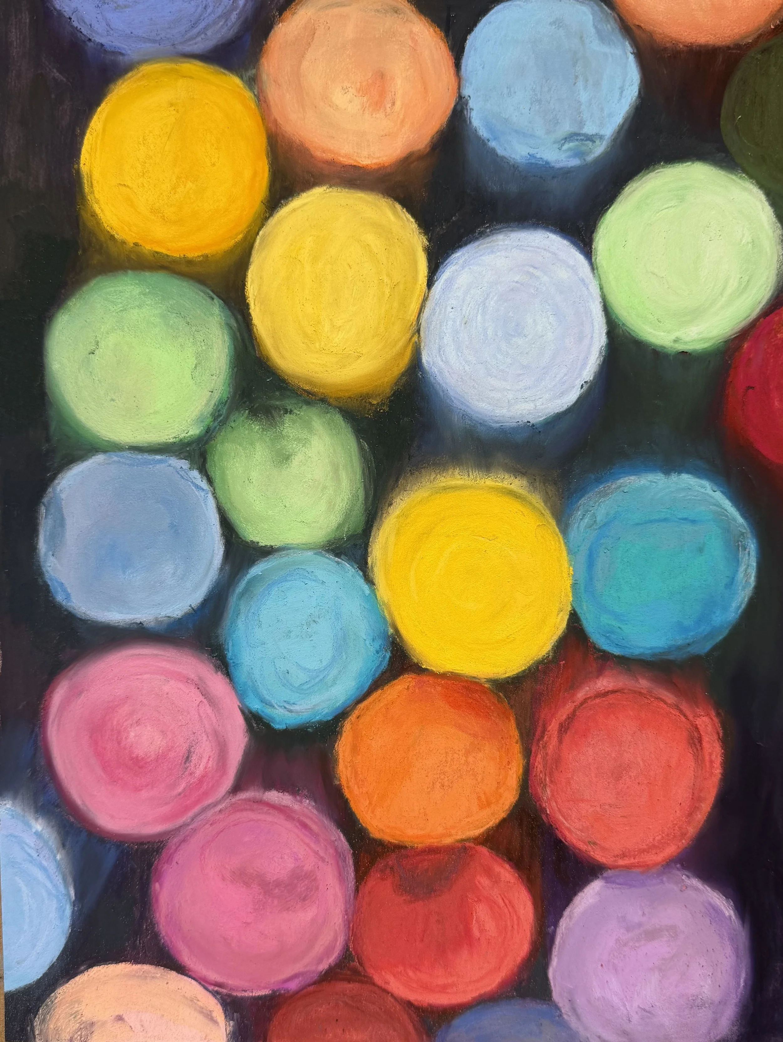 ANDREA STUTESMAN ~ Pastels, 9 x 12, UArt with assorted soft pastels - "What I love is "Pastels". I love the feel of them and how vivid their color is! - Black Mountain, NC