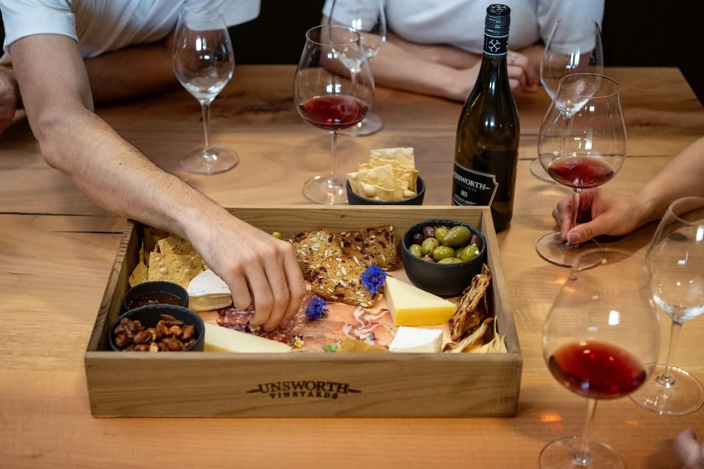 [Fridays in the Tasting Room]

We invite you to immerse yourself in Unsworth and the alluring beauty of the Cowichan Valley. Choose from one of our many guided Tasting Experiences, like our Wine &amp; Cheese Pairing which offers a quintessential Cowi