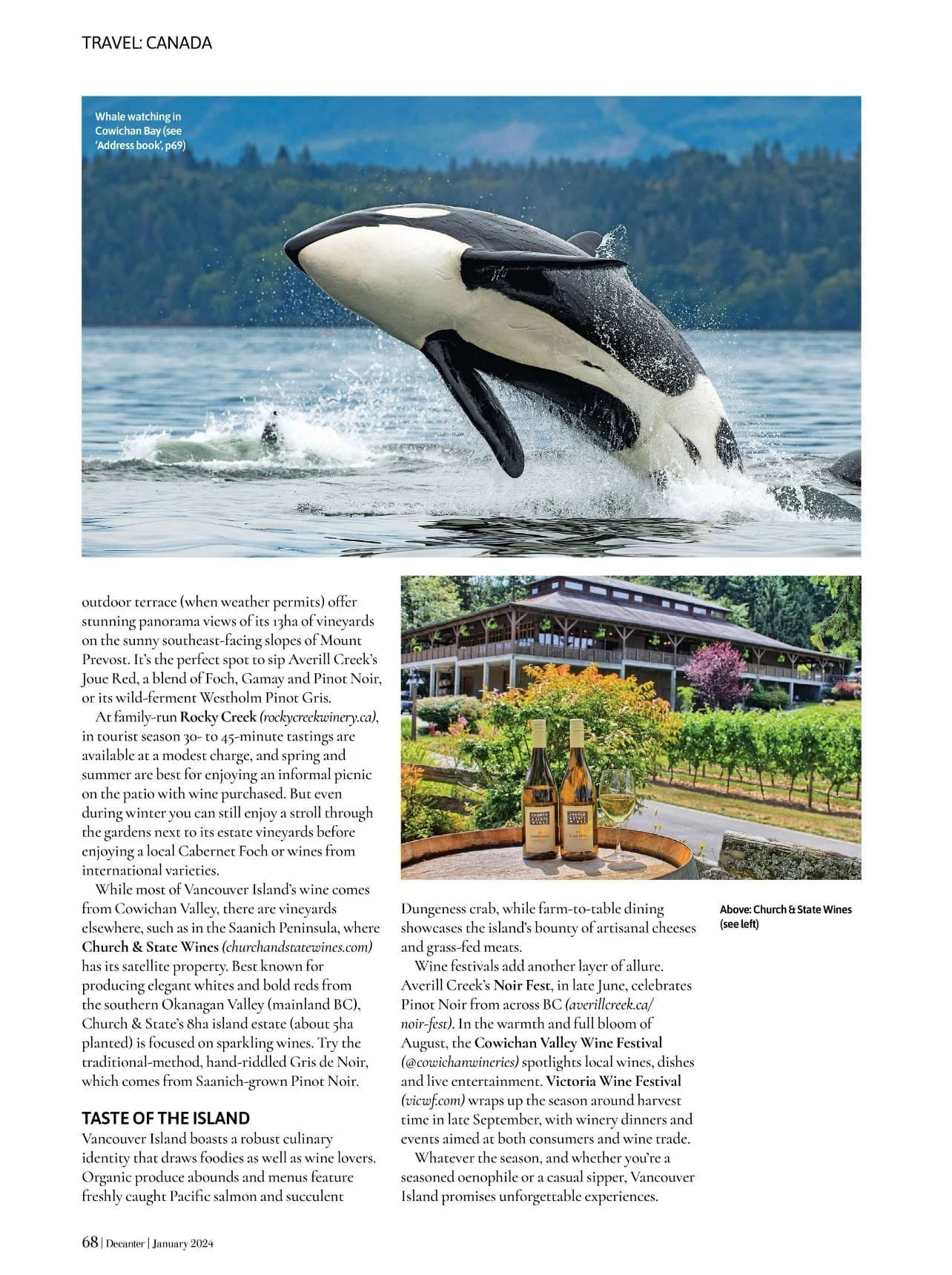 The fourth page of the article Vancouver Island: A Wine Lover’s Guide.