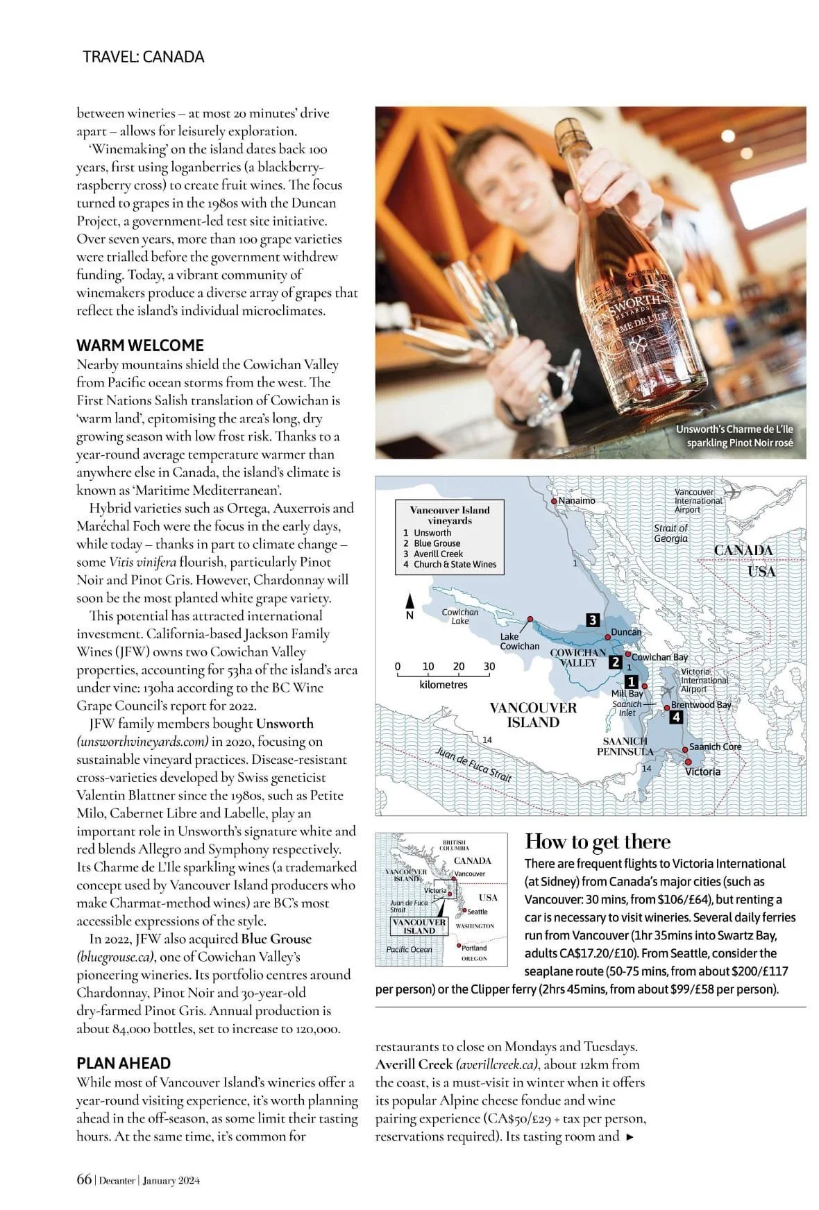 The second page of the article Vancouver Island: A Wine Lover’s Guide.