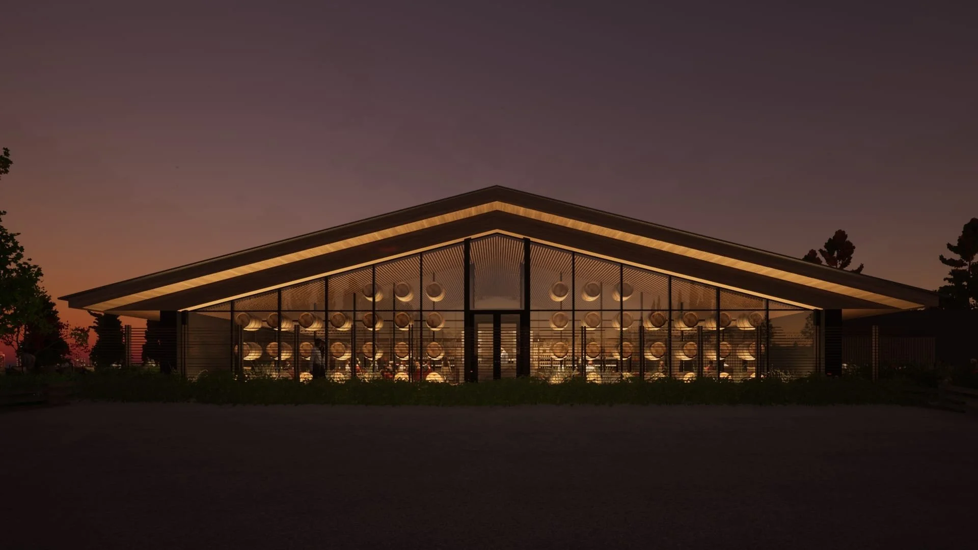 A digital rendering of Unsworth Vineyards' new wine barrel halls