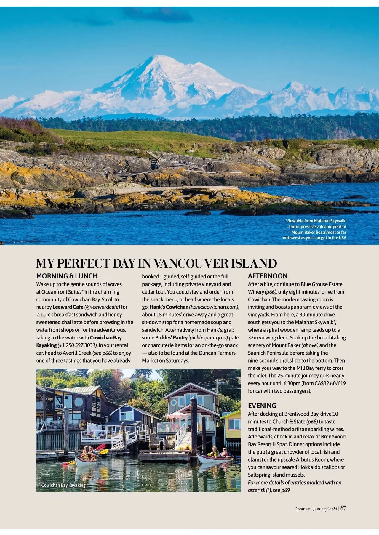 The third page of the article Vancouver Island: A Wine Lover’s Guide.