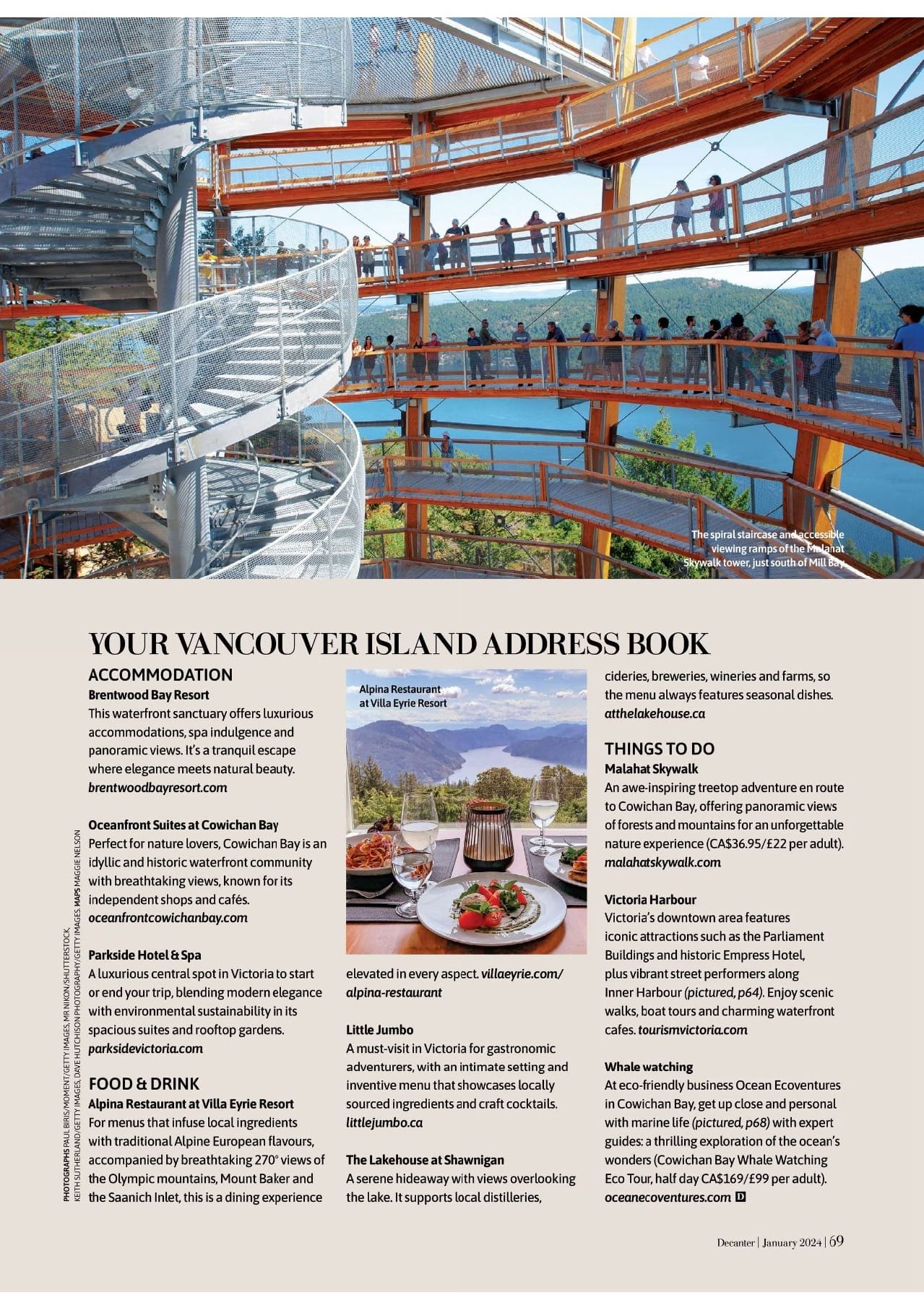 The fifth page of the article Vancouver Island: A Wine Lover’s Guide.