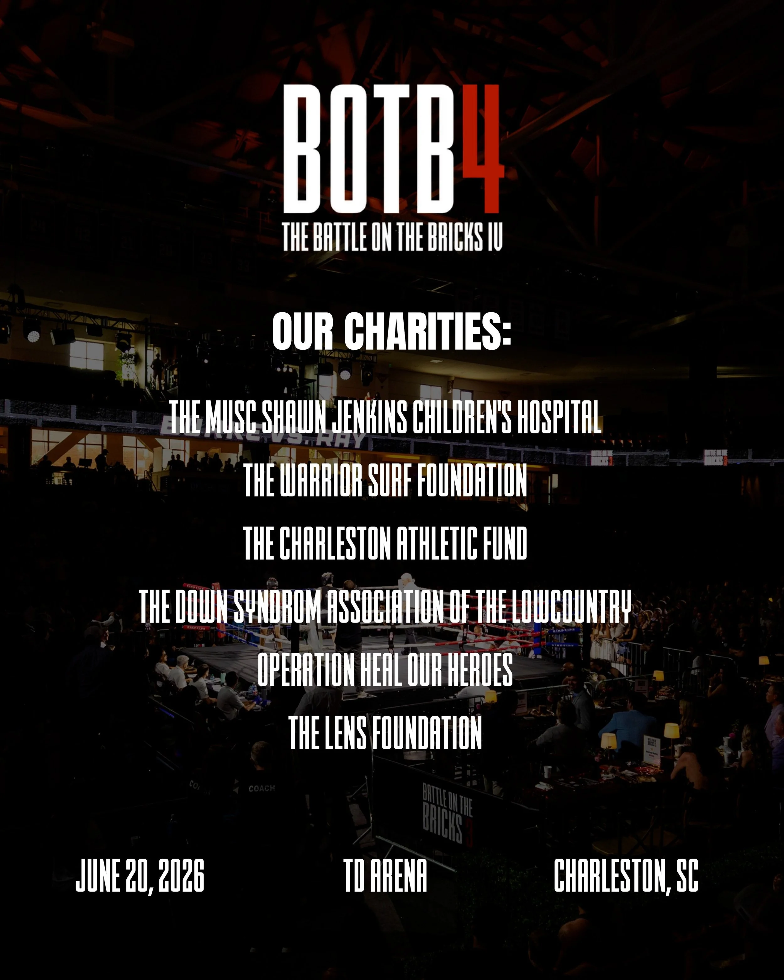 BOTB4 is bringing together an incredible night of boxing and community support benefiting several Lowcountry organizations, including The LENS Foundation.

Join us June 20 at TD Arena from 6:30&ndash;10:30 PM.

Tickets + event info at the link in bio