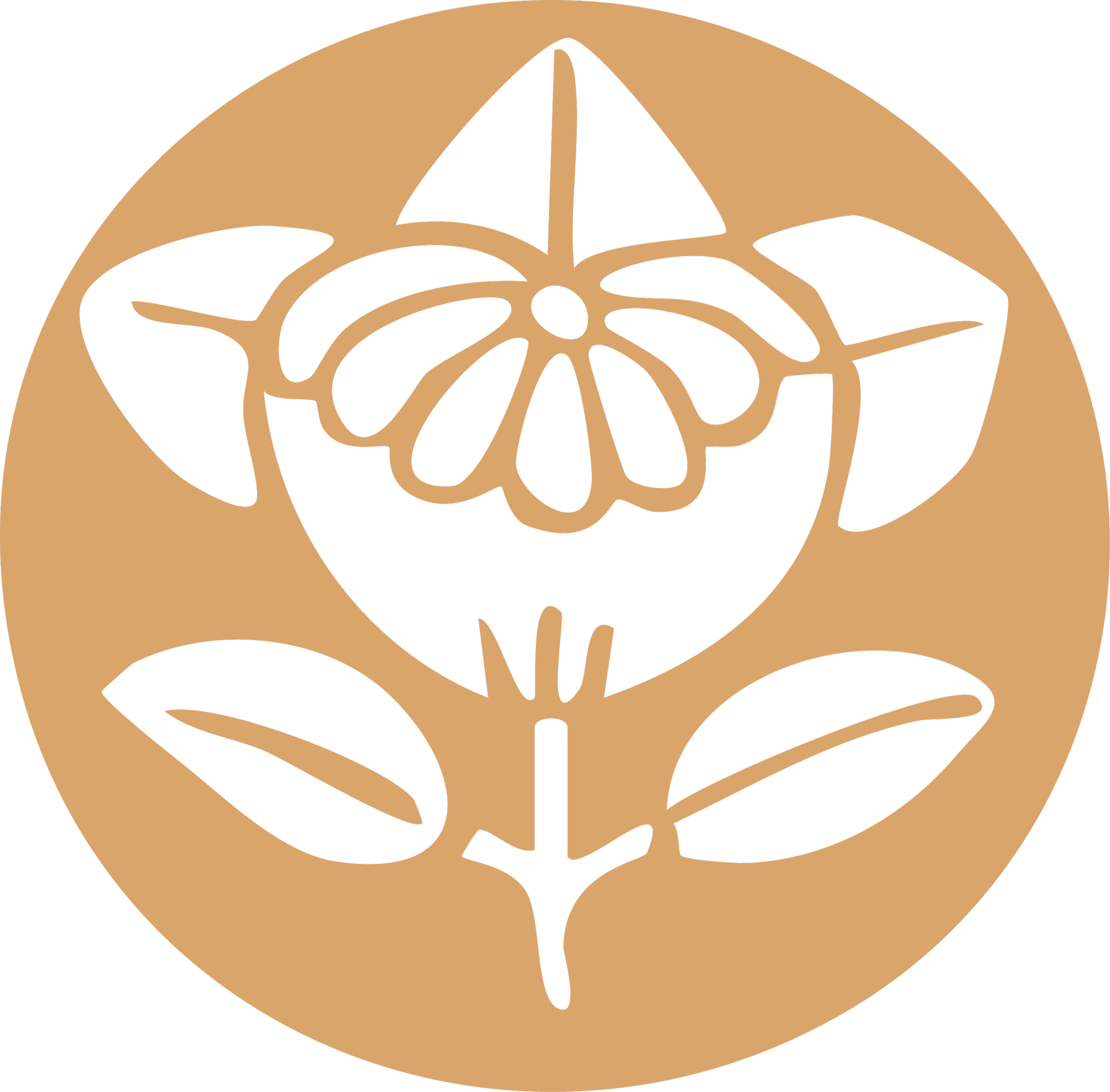 Botanical symbol with flower and leaves representing herbal apothecary practices and intuitive healing.