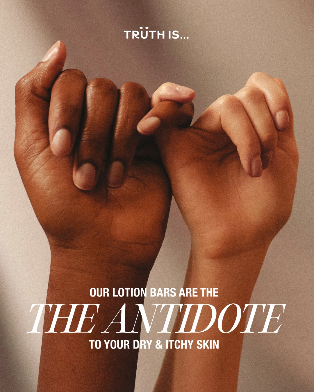 An image of a black skinned woman and a white skinned woman holding hands with a sales line for TRUTH IS ORGANICS - all natural skincare brand design