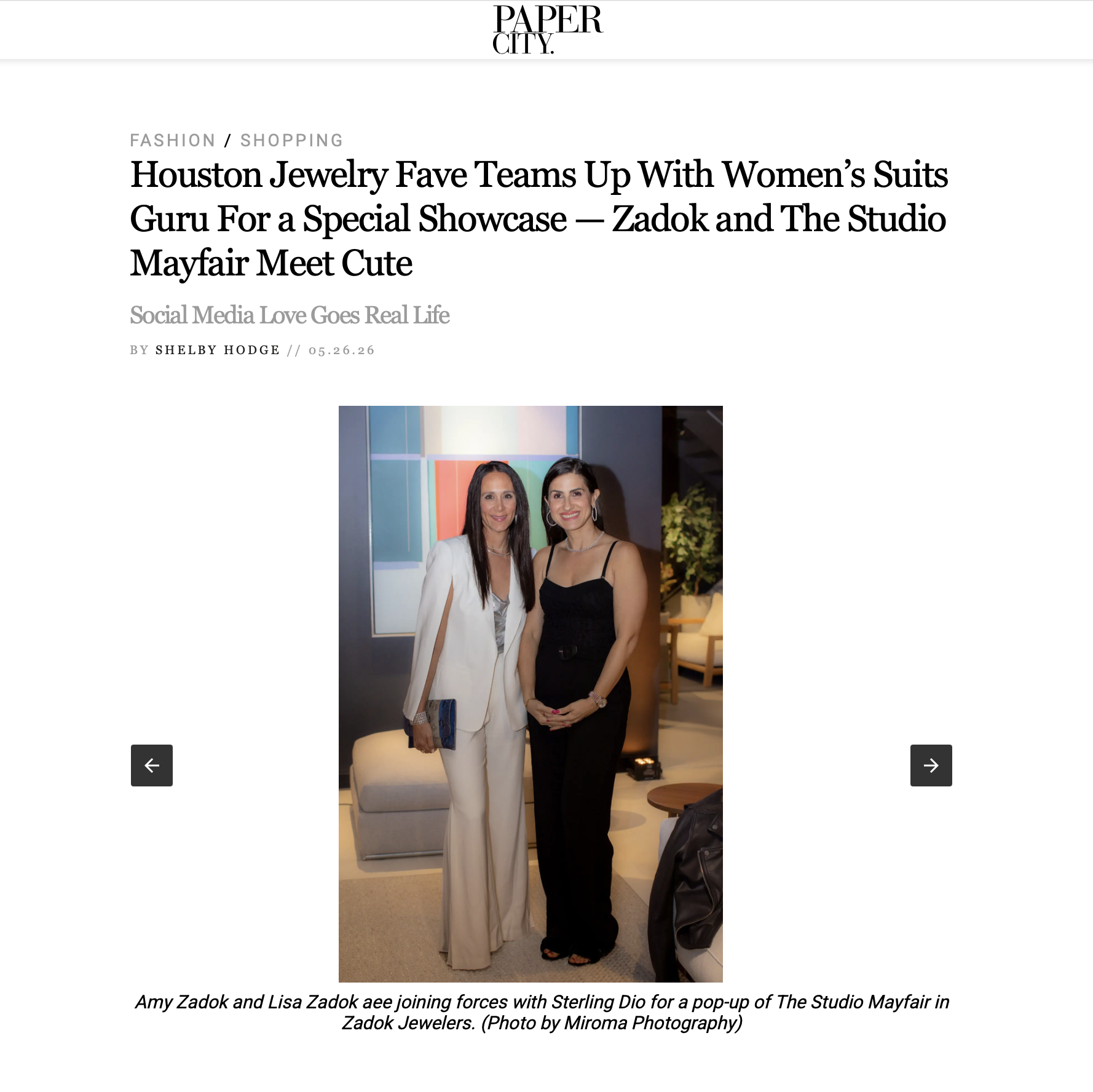 PAPERCITY Houston Jewelry Fave Teams Up With Women’s Suits Guru For a Special Showcase — Zadok and The Studio Mayfair Meet Cute
