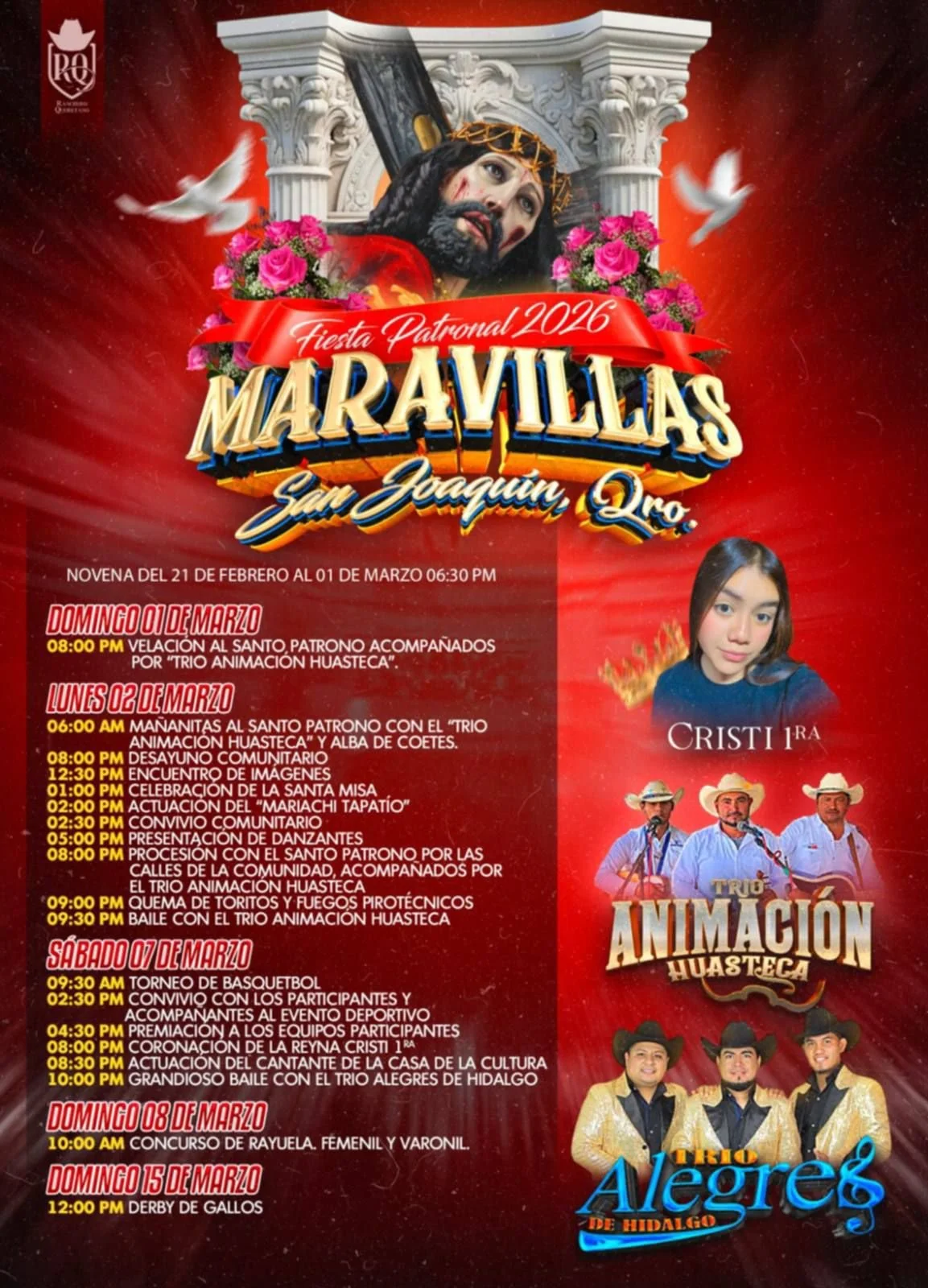 FIESTA PATRONAL DE MARAVILLAS 2026