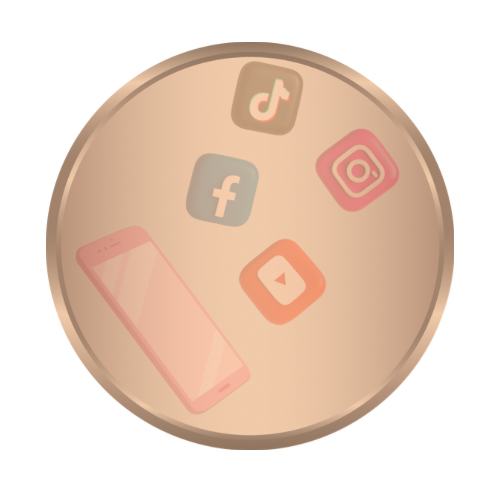 Illustration of a smartphone with floating icons of social media apps including TikTok, Facebook, Instagram, YouTube, and an unspecified app inside a circular frame.