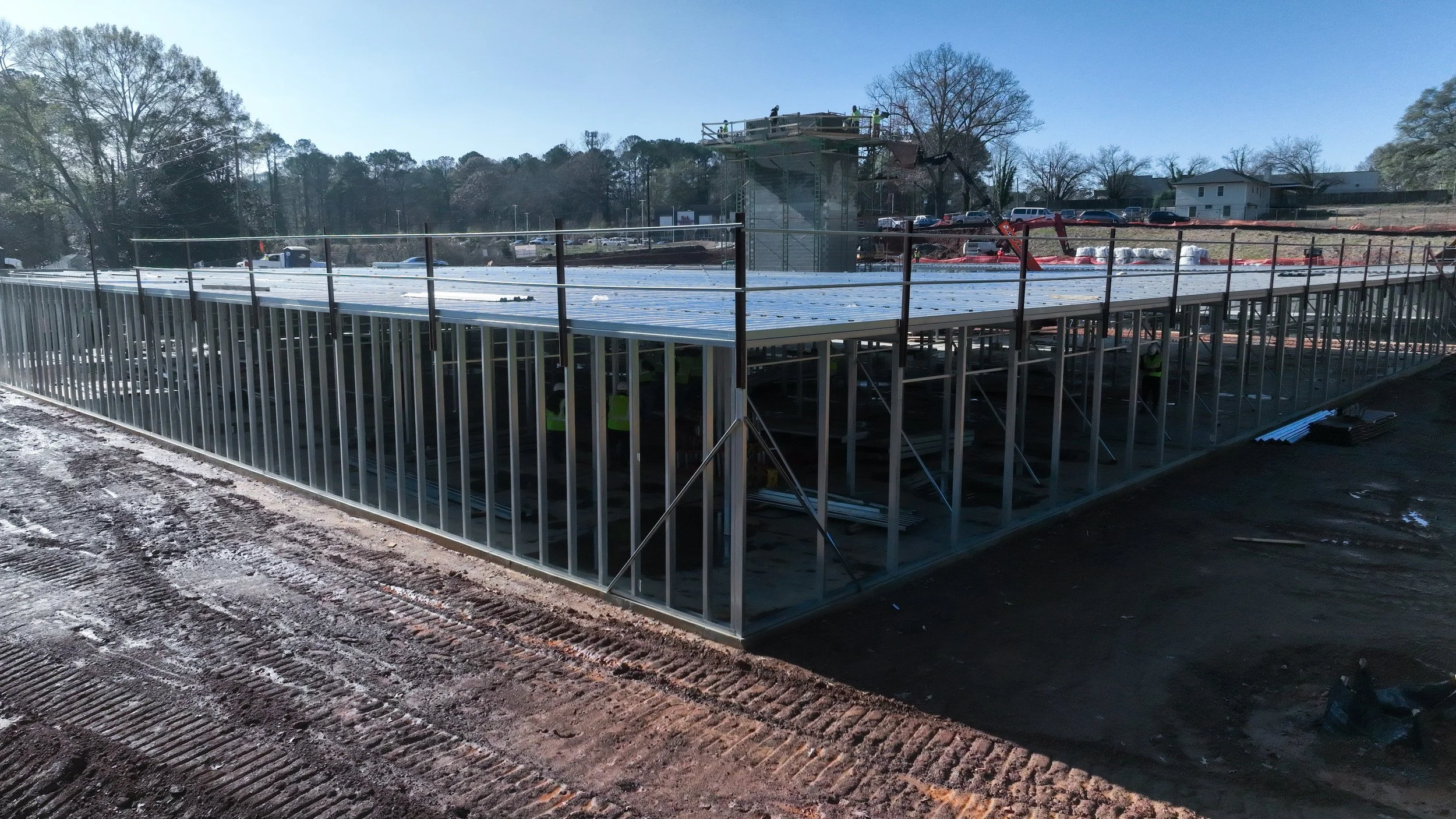 Exterior metal frame of the storage facility