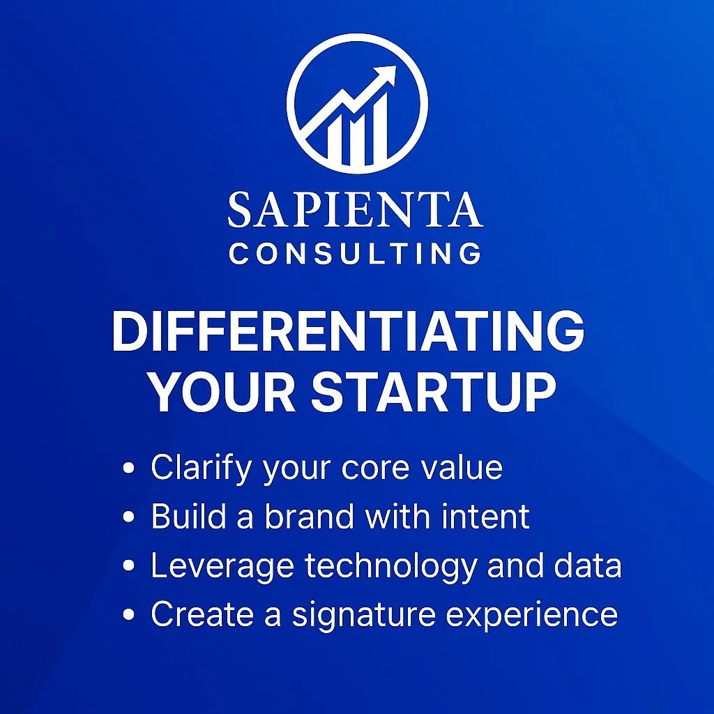✨ Every startup has potential &mdash; but only the ones that stand out truly scale.
At Sapienta Consulting, we help founders:
✅ Clarify their core value
✅ Build a brand with intent
✅ Leverage technology and data
✅ Create a signature experience

🚀 Re