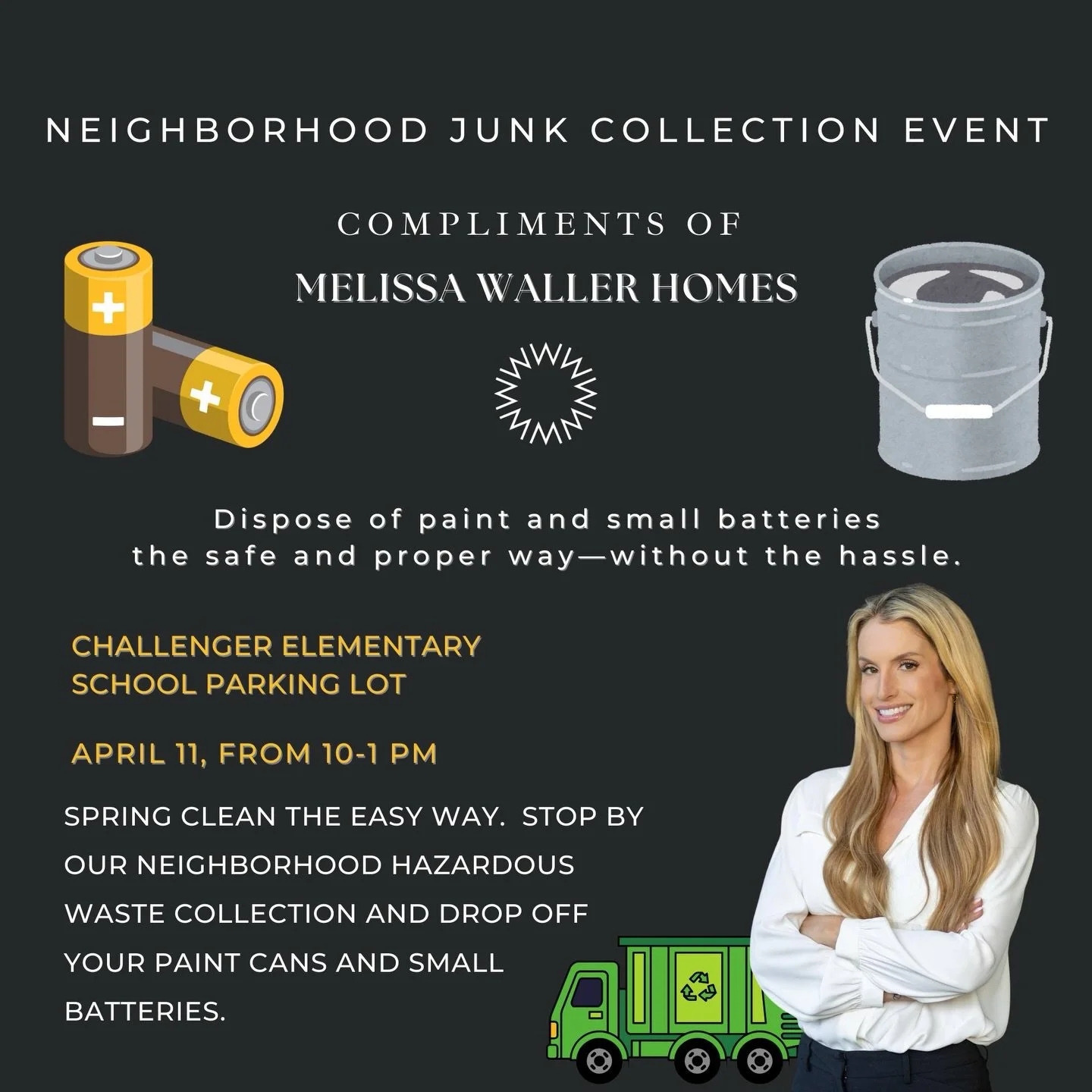 🌸 Spring is here, and it&rsquo;s the perfect time for a fresh start!

I&rsquo;m excited to share that we&rsquo;re hosting a Junk Collection Event on April 11 from 10 AM &ndash; 1 PM. 

If you have old paint cans, spray paint, or small batteries you&