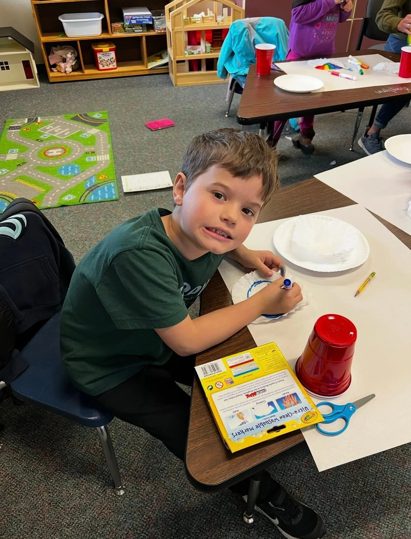 April 23, 2022 and April 23, 2026. I volunteered in Hudson's kindergarten class as art docent and today as well, 4th grade! 🎨 💙