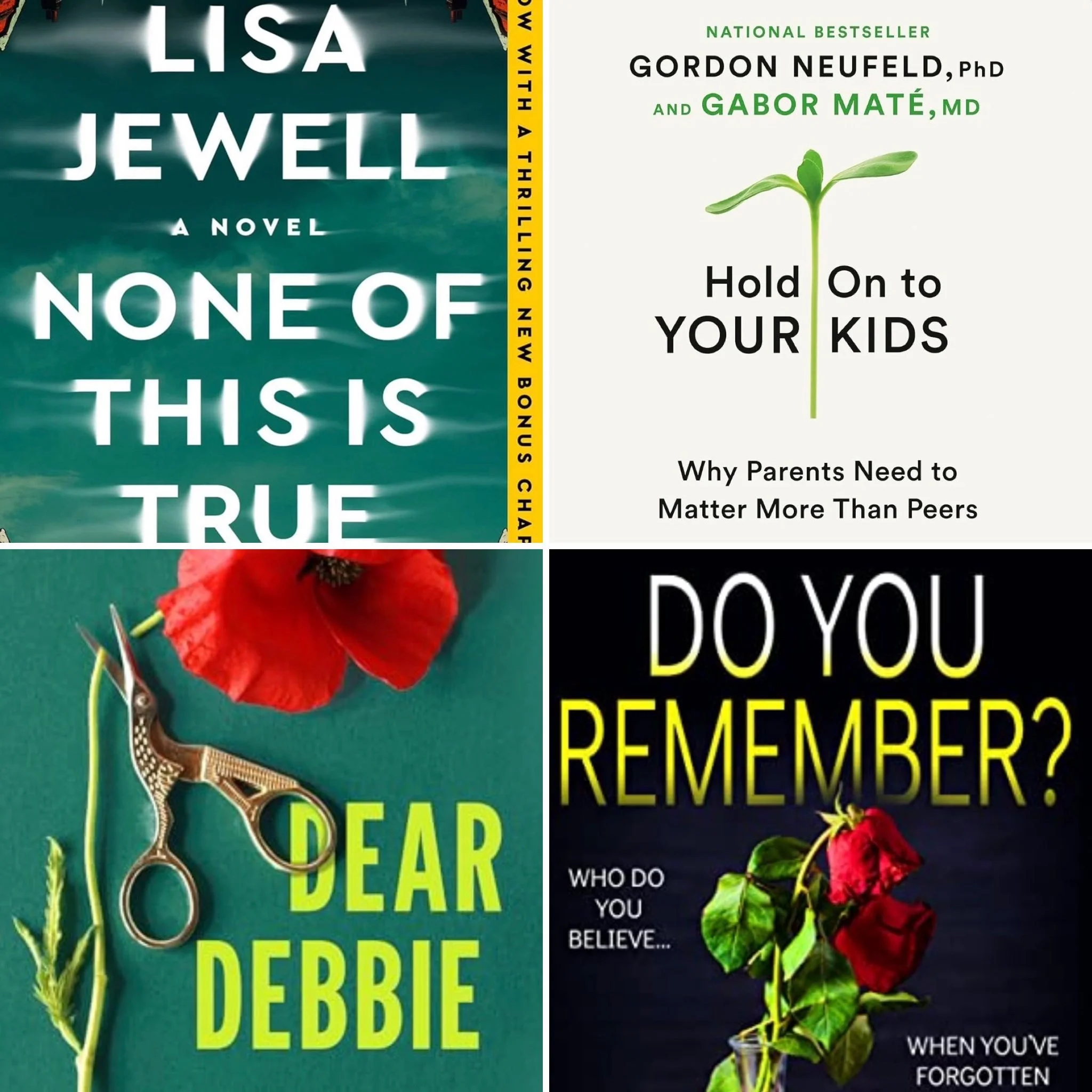 April and May books! 📚 

Just finished a mix of psychological thrillers packed with twists and turns &mdash;from Freida McFadden, Lisa Jewell, and Shari Lapena&mdash;plus Hold On to Your Kids, a parenting book about why strong parent-child connectio
