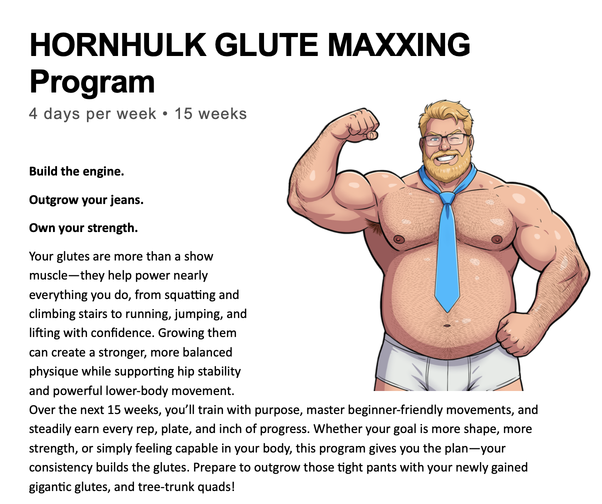 HORNHULK GLUTEMAXXING 15-Week Booty-Blasting Program