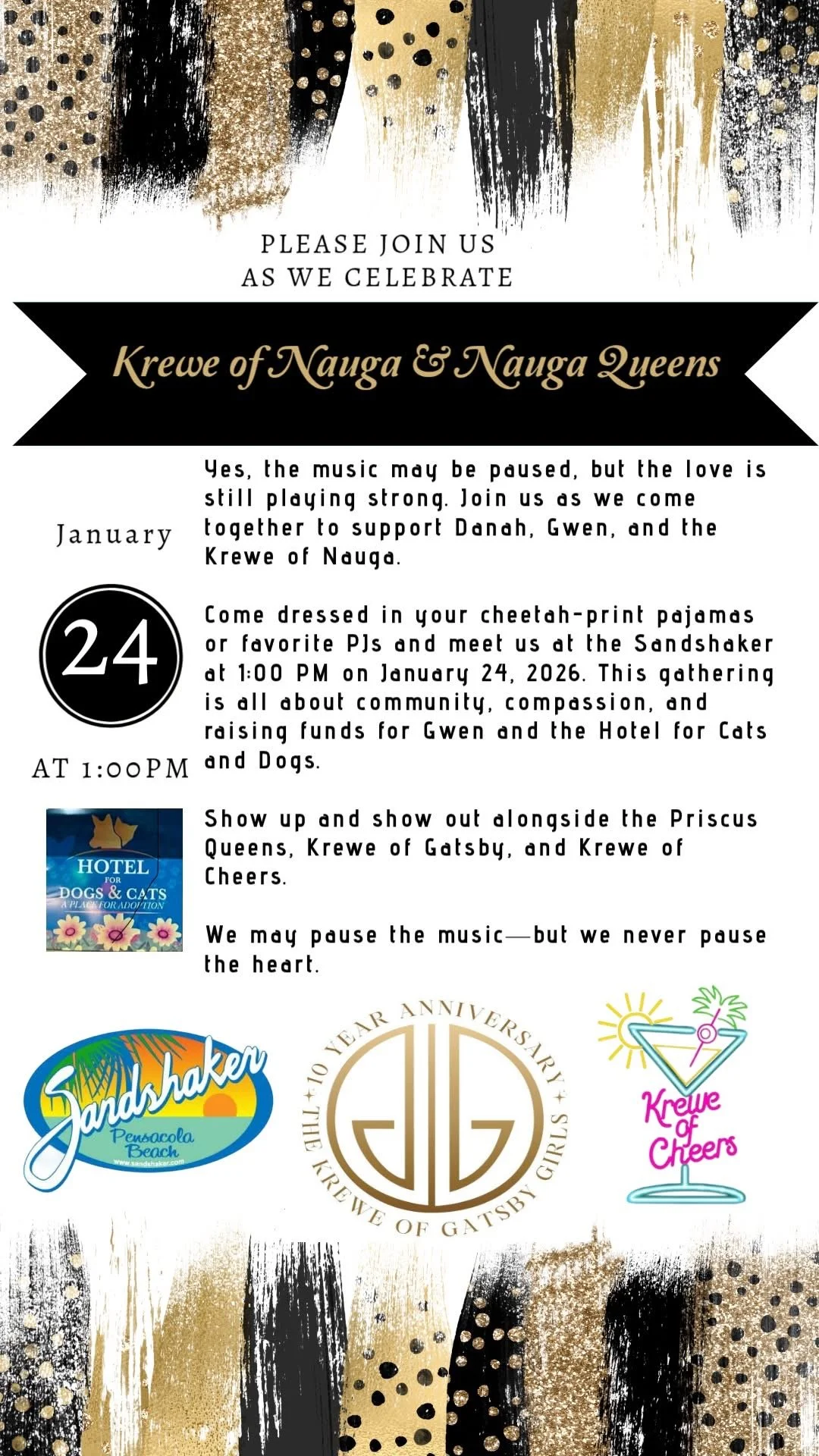 Priscus Queens, Krewe of Gatsby and Krewe of Cheers Toast to Nauga at the Sandshaker