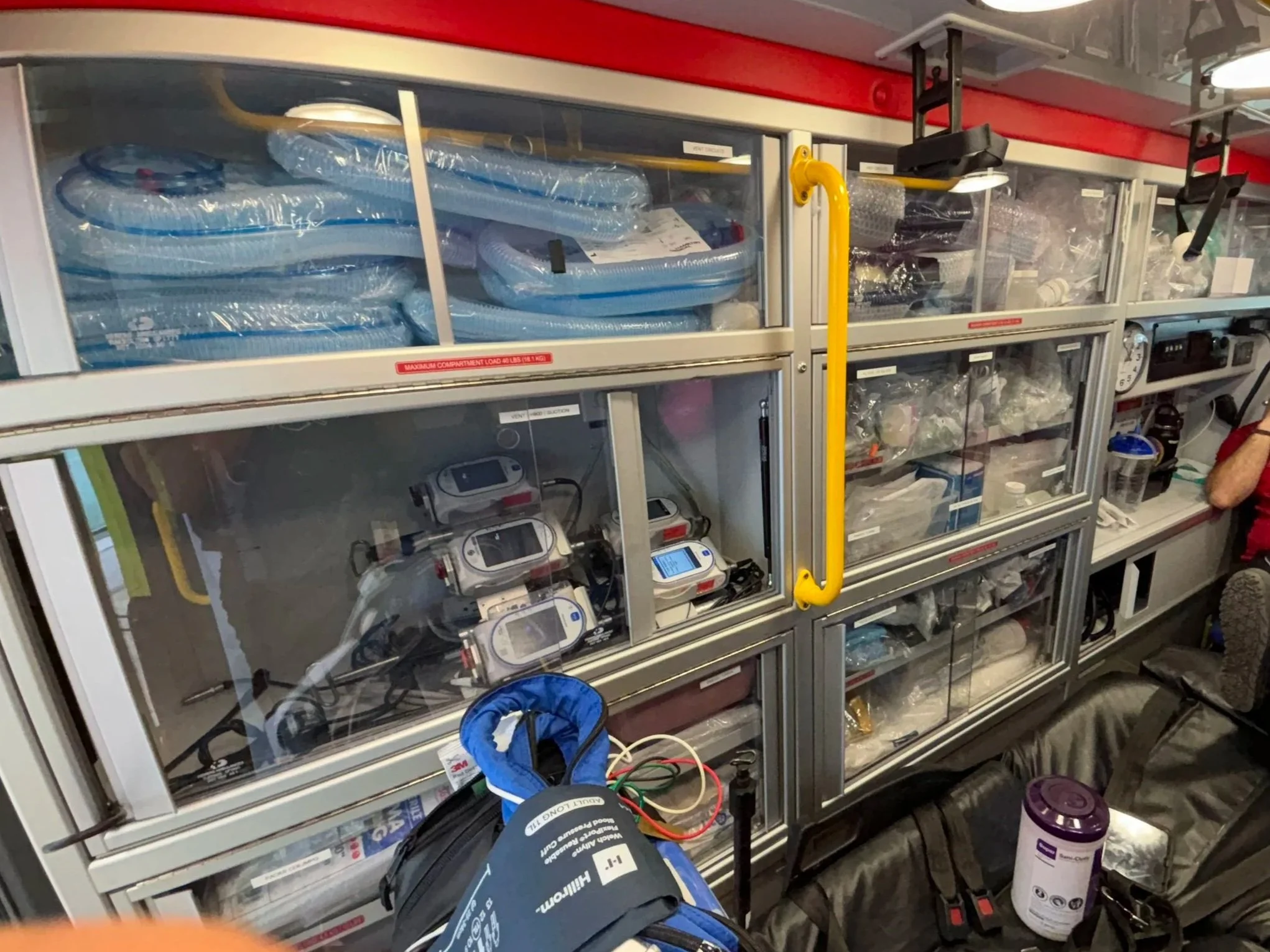 Shelves of an ambulance in the USA