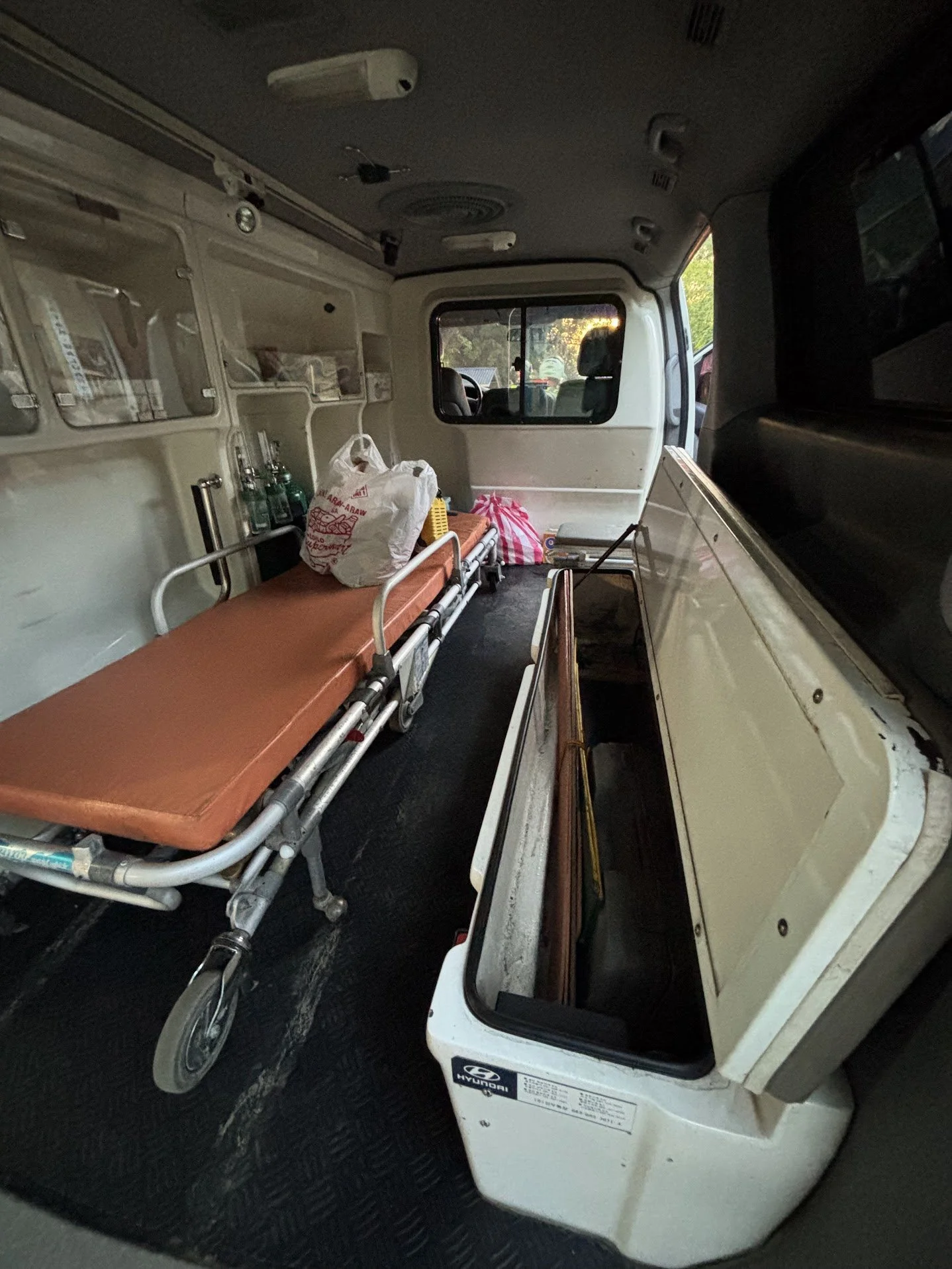Back of the ambulance in the Philippines