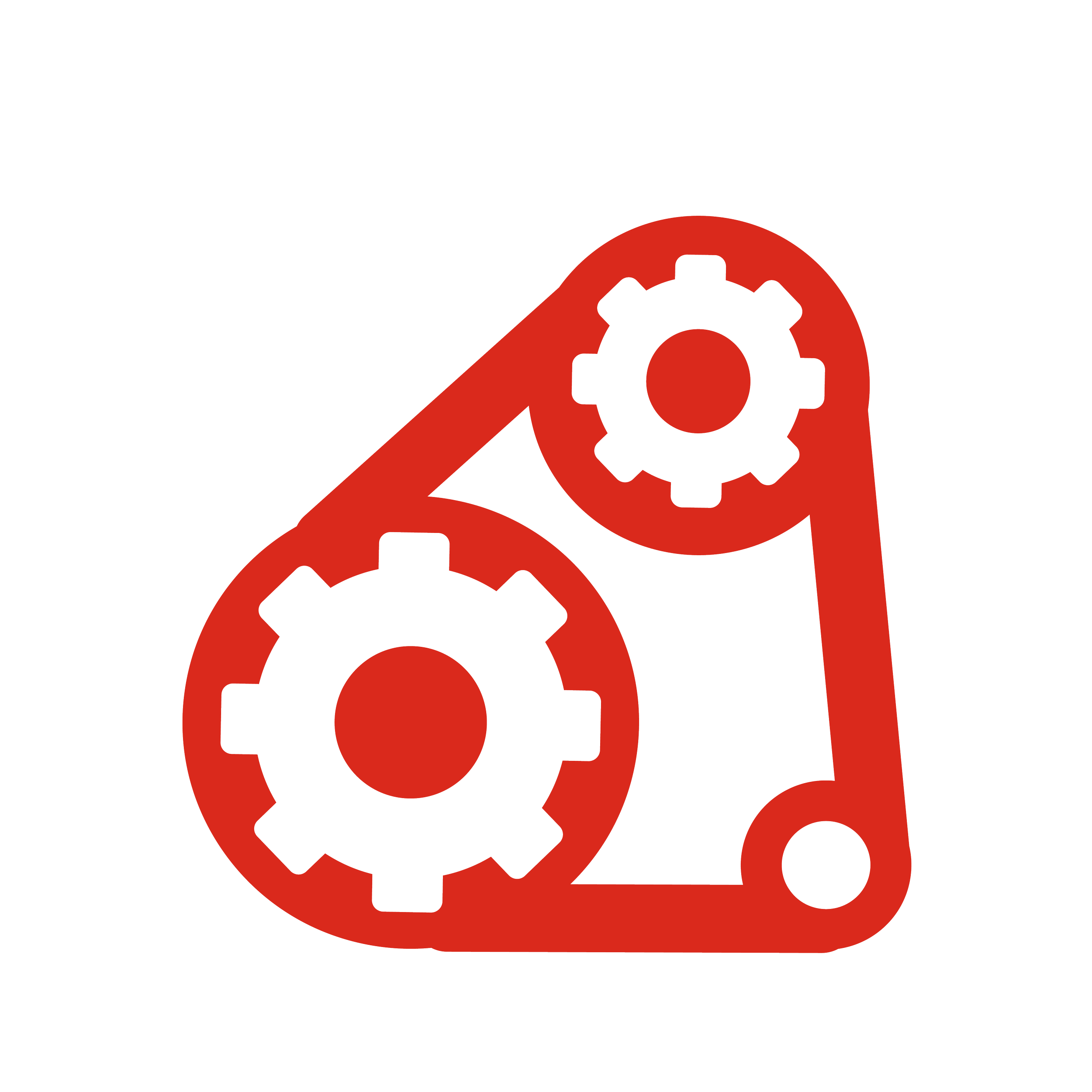Icono de una banda de distribución de motor con engranajes en color negro y fondo transparente.