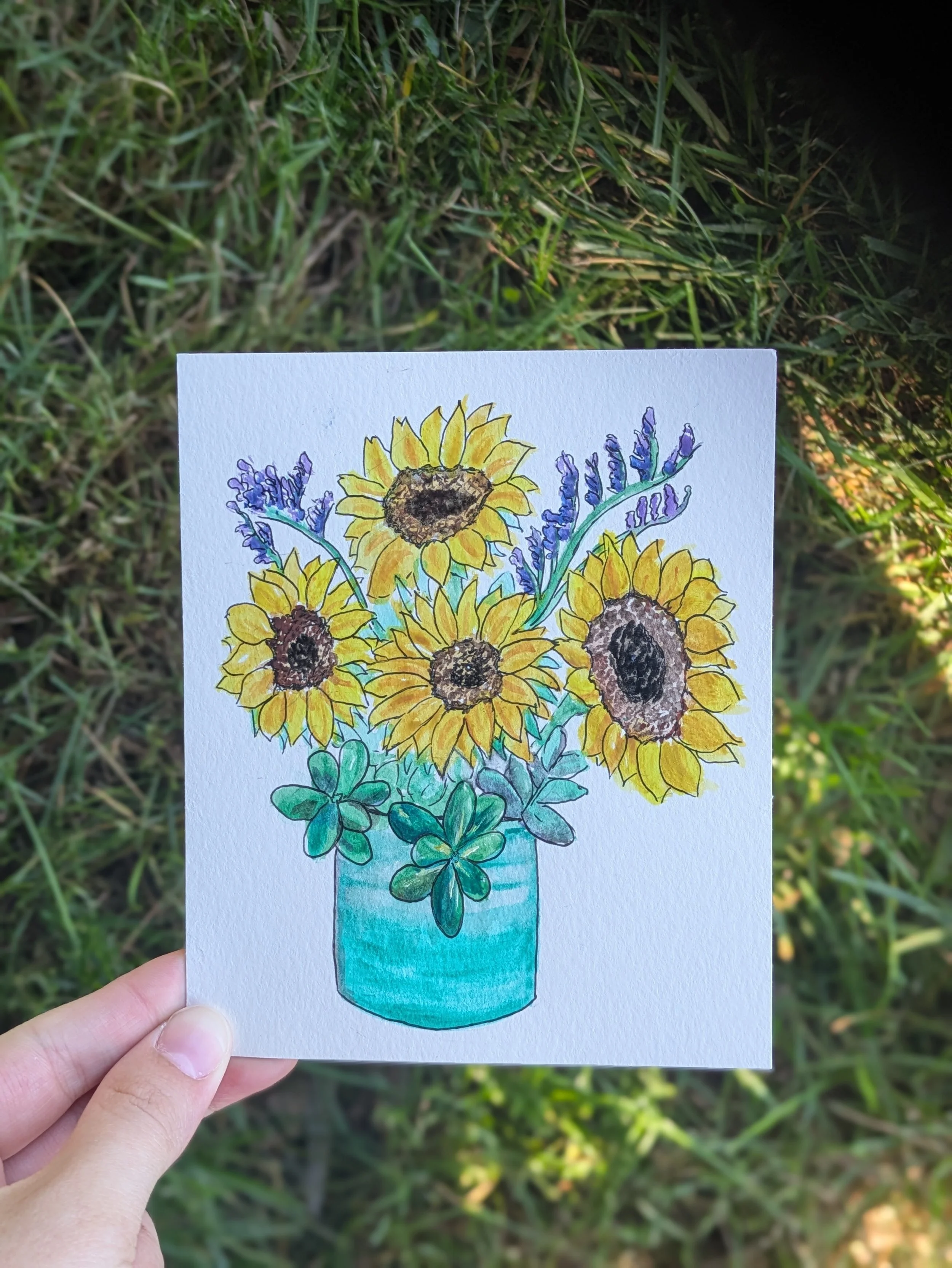 Bucket of Sunflowers | Original Painting